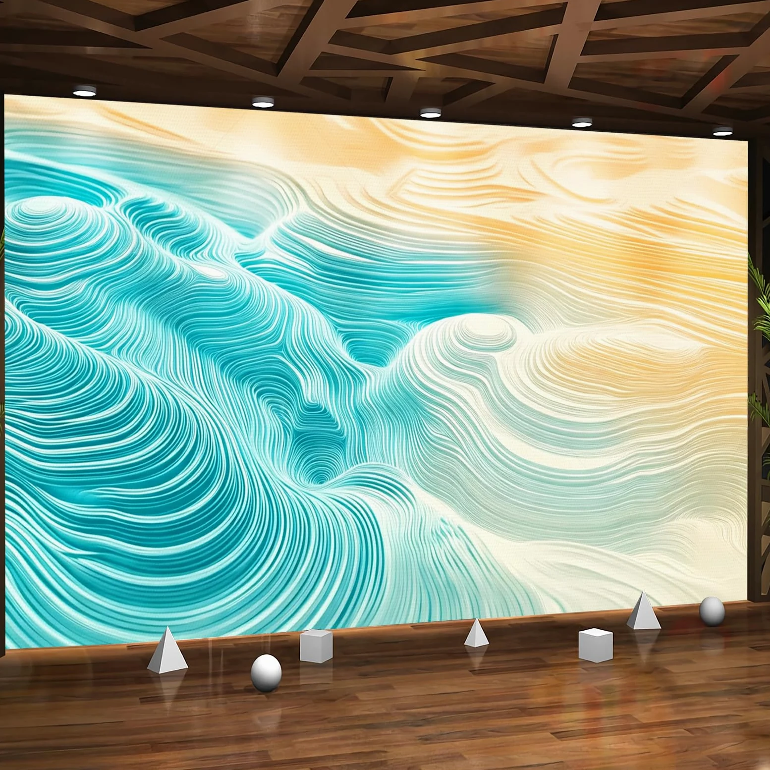 Carta da parati effetto 3D Astratto Moderno 366x 254 cm Murale Non Tessuto Blu Giallo Fotomurale Stampa HD Moderna Poster Per Soggiorno E Camera Da Letto Design 1M3862