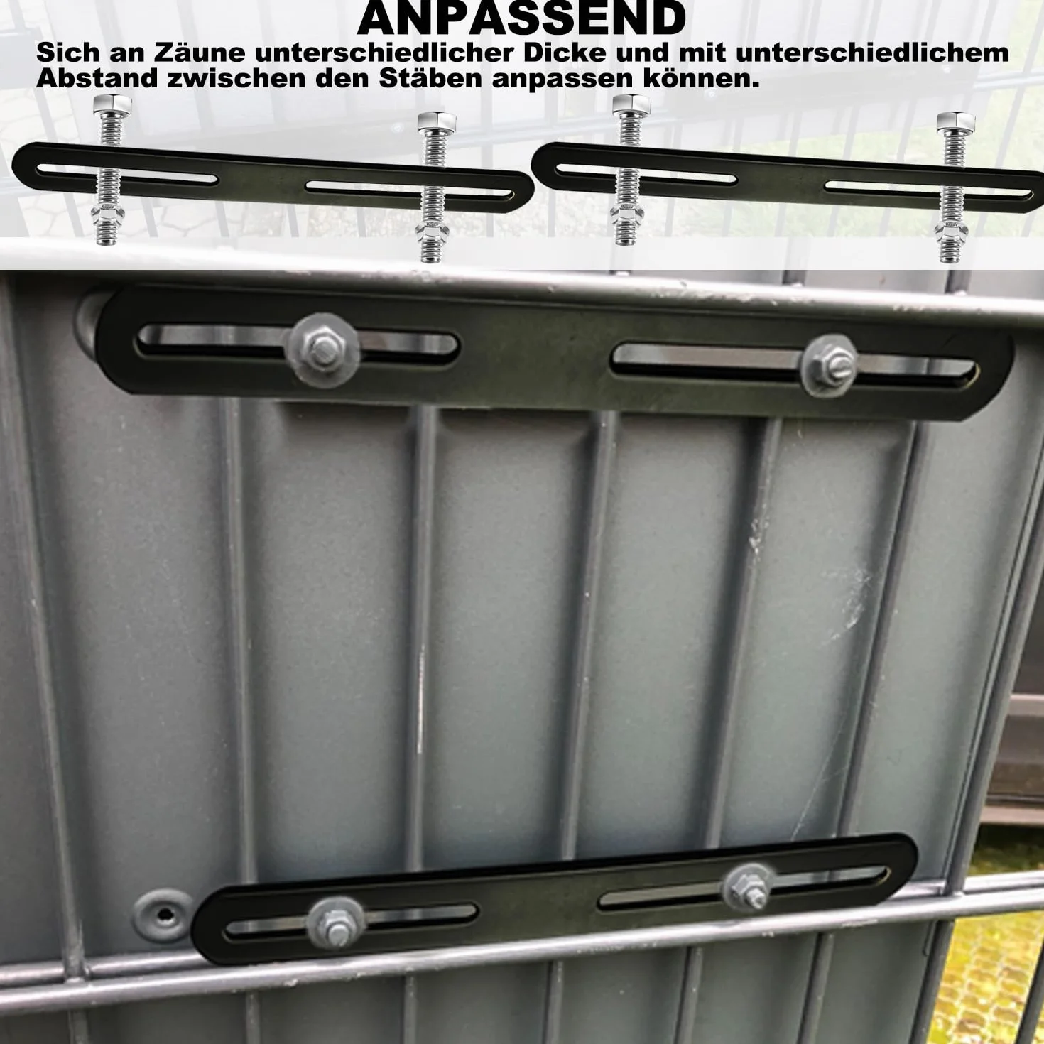 Set di Fissaggio per Cassetta Postale per Recinzione 215 x 24 mm Nero