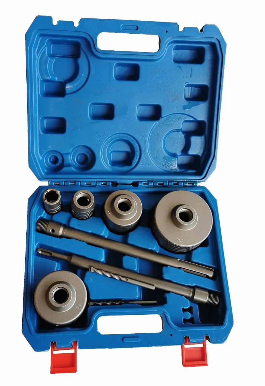 Set Seghe a Tazza per Calcestruzzo 9 Pezzi Carotatrici 30-100 mm Acciaio + Adattatore SDS Plus Max