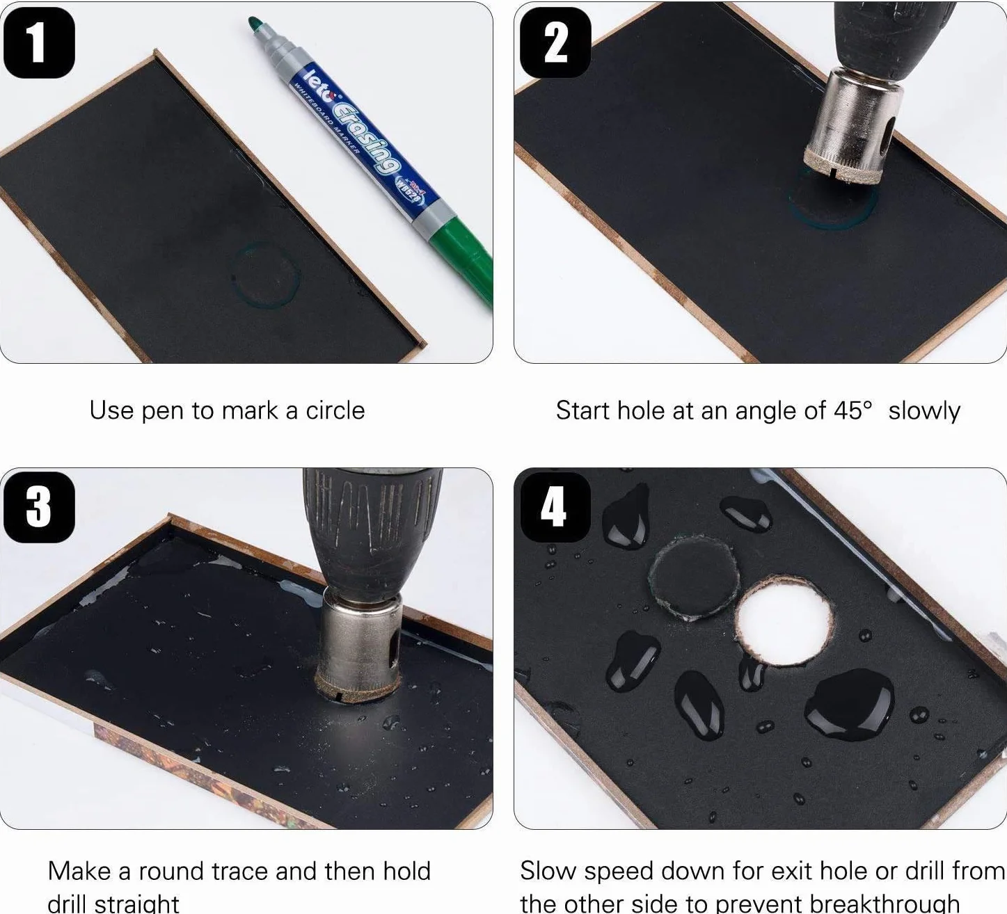 Set di 15 Frese a Tazza Diamantate Professionali per Piastrelle, Vetro, Marmo, Ceramica