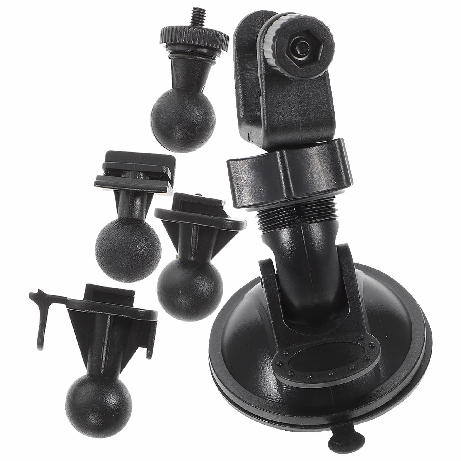 Gadpiparty Supporto per Dash Cam Auto in Plastica Nero Ventosa, Design Rotante a 270 Gradi, Set 4 Adattatori di Ricambio per Telecamera Digitale in Auto