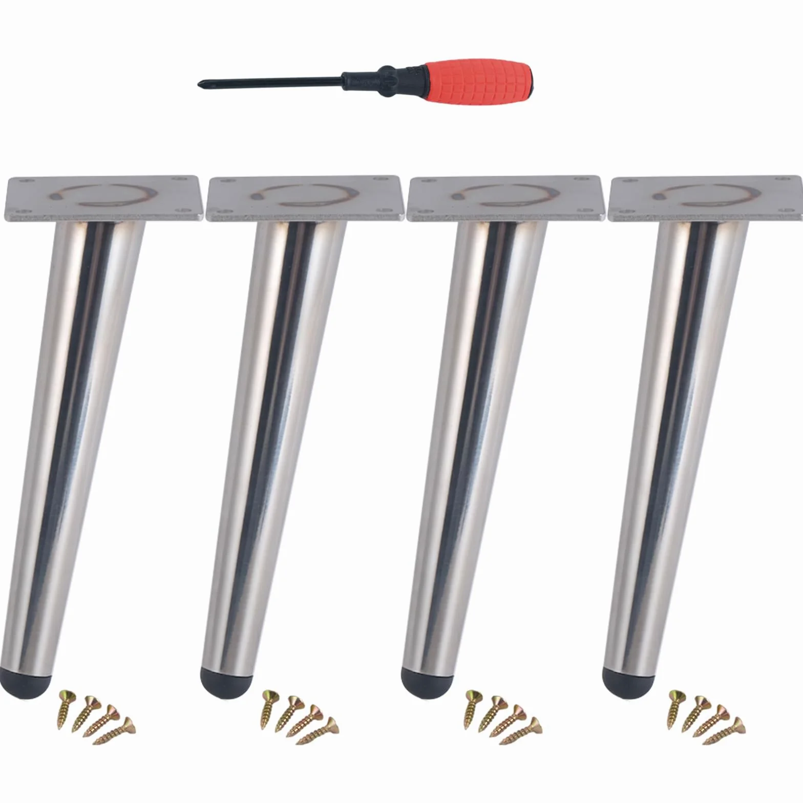 Gambe per Mobili Piedini Conici da 15 cm 4 Pezzi Supporto per Tavolo In Argento Superficie Galvanica In Acciaio Inossidabile Piedini per Divano Altezza: 10-20 cm Piedini per Mobile da 15 cm/6"