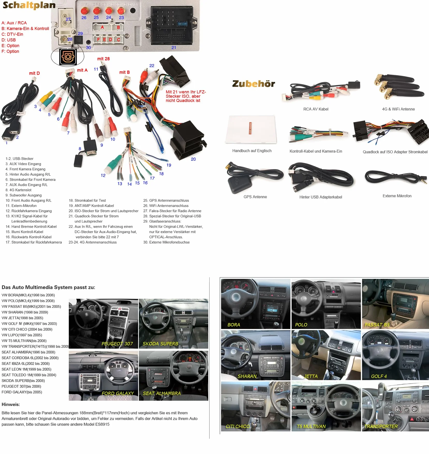 Erisin 7 pollici 8-Core 4GB+64GB Android 13 Autoradio Bluetooth GPS Navigatore per VW Passat Golf 4 Sharan Polo Lupo T5 Skoda Octavia Seat Ibiza 6L CarPlay Android Auto WiFi DSP DAB+CD USB OBD2 FM RDS