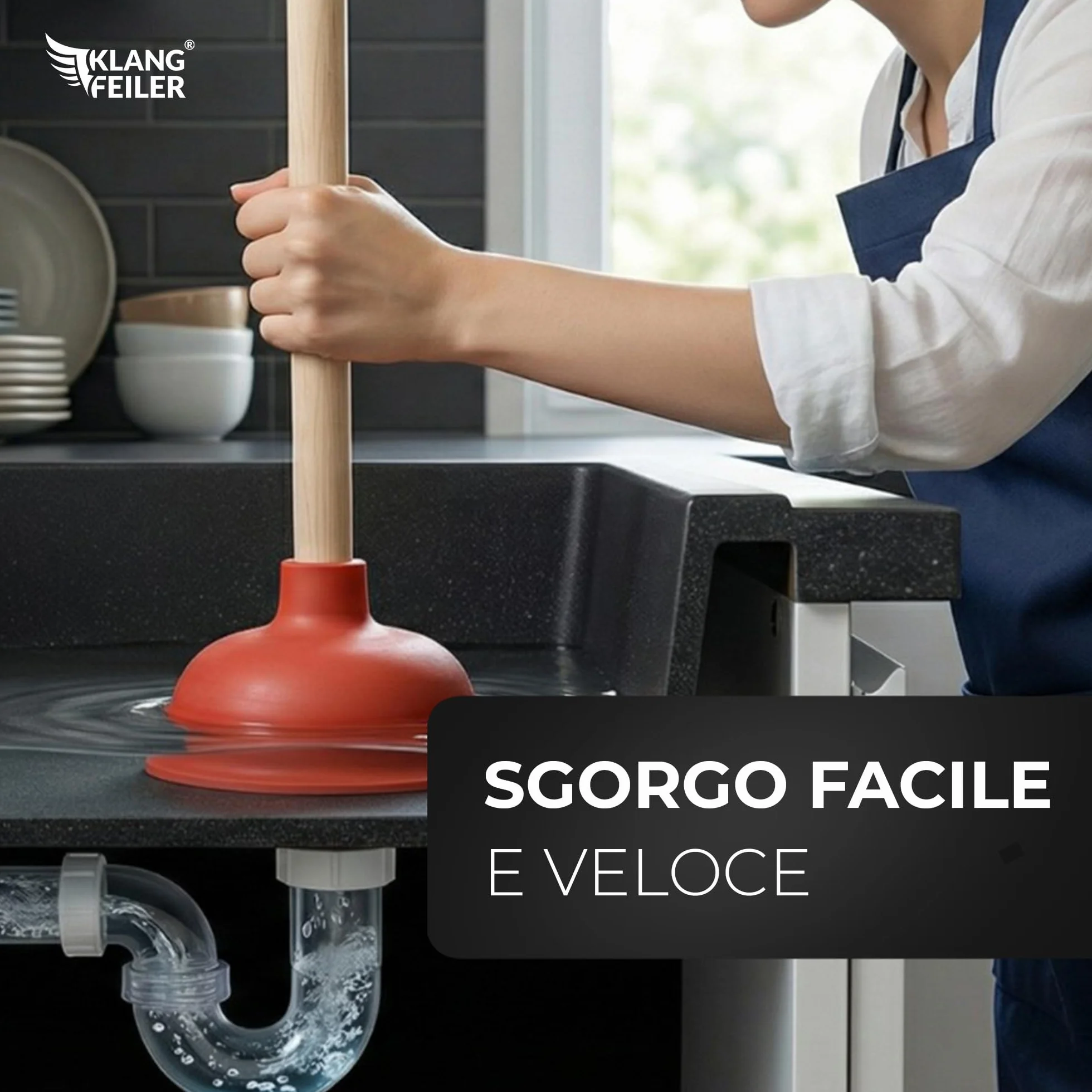 Klangfeiler® Ventosa sturalavandini 140mm sturalavandino wc bagno doccia cucina
