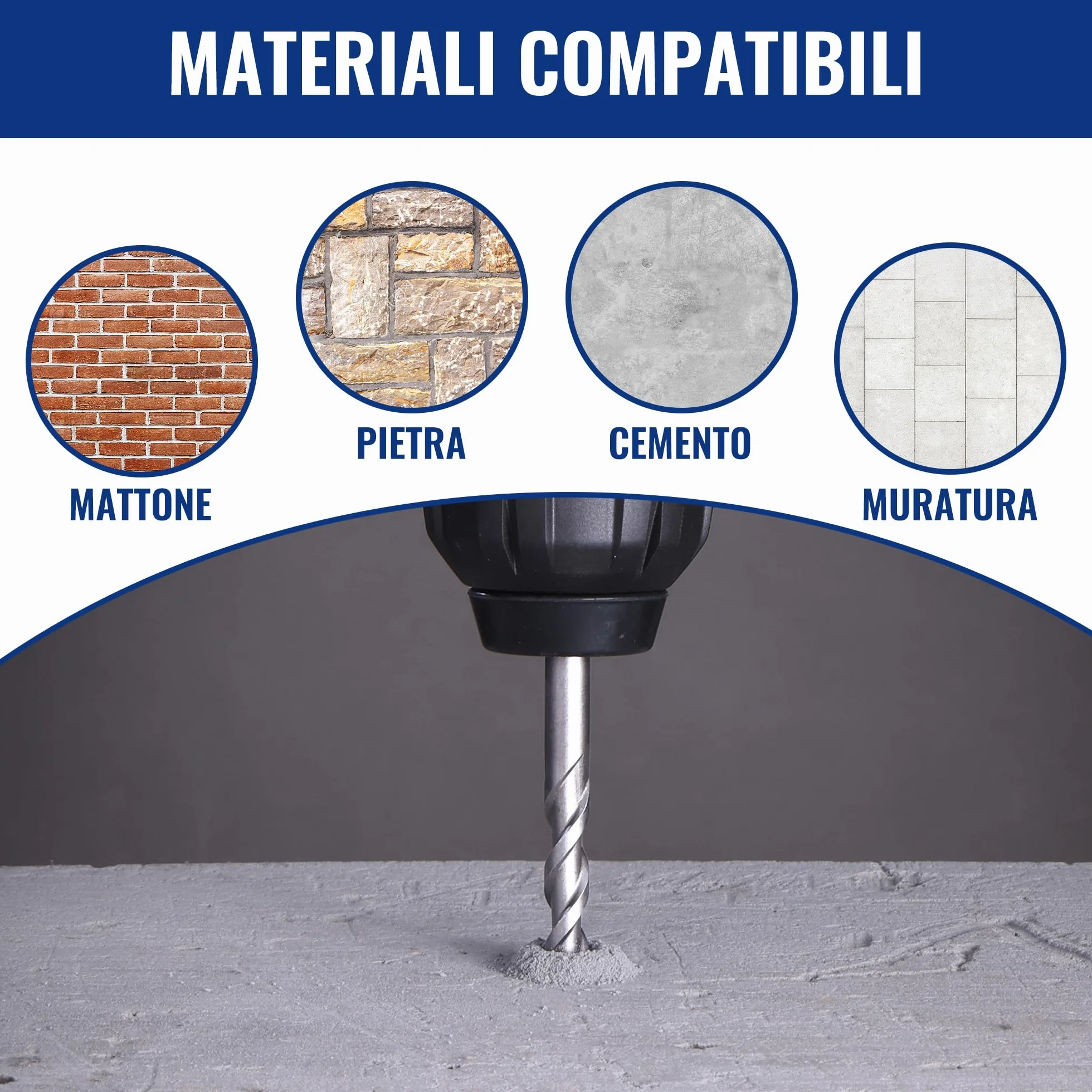 WORKPRO Set 15 punte trapano SDS-Plus per cemento muratura martello perforatore