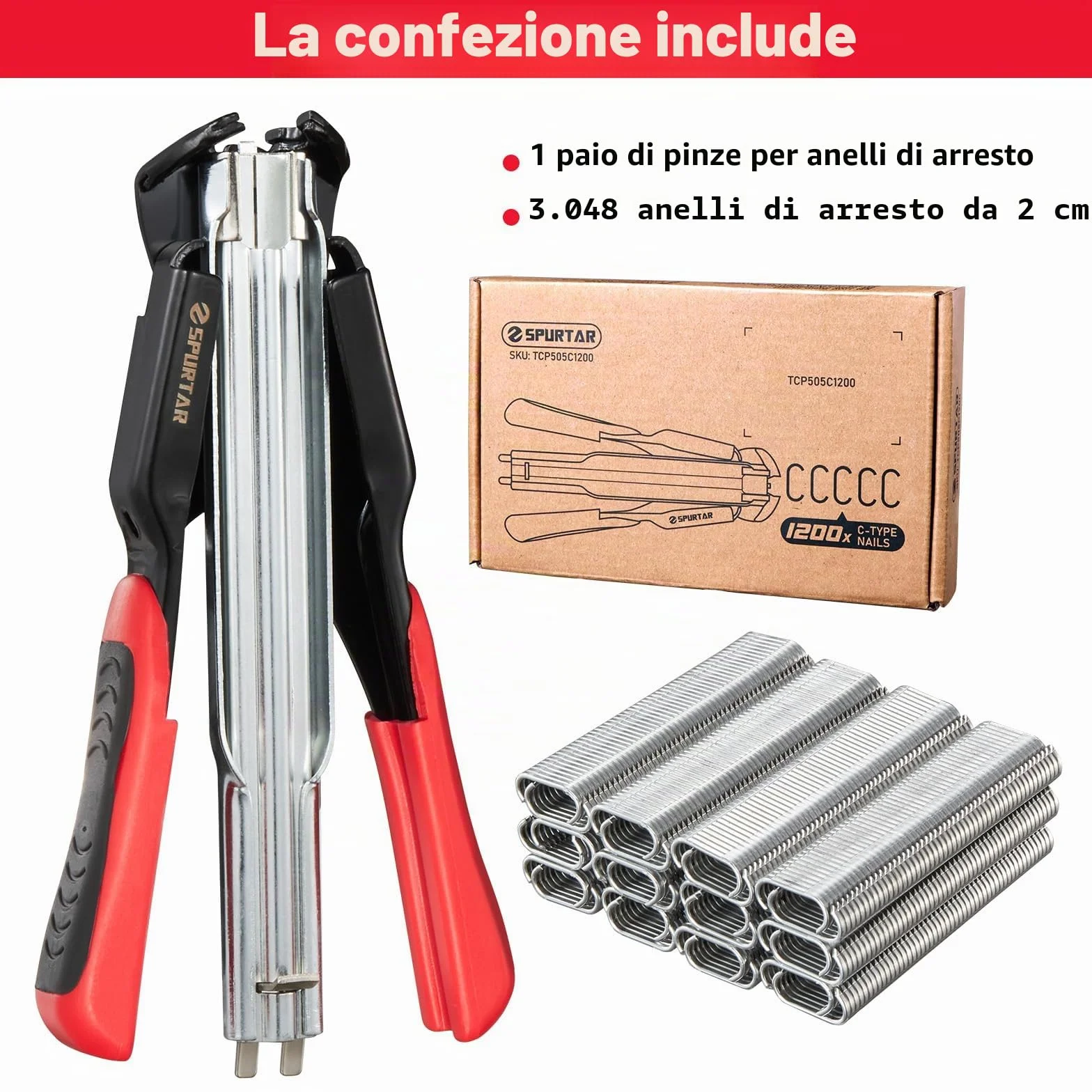 Spurtar Kit pinze anelli maiale 1200 sztuk 20mm stalowe do ogrodzenia