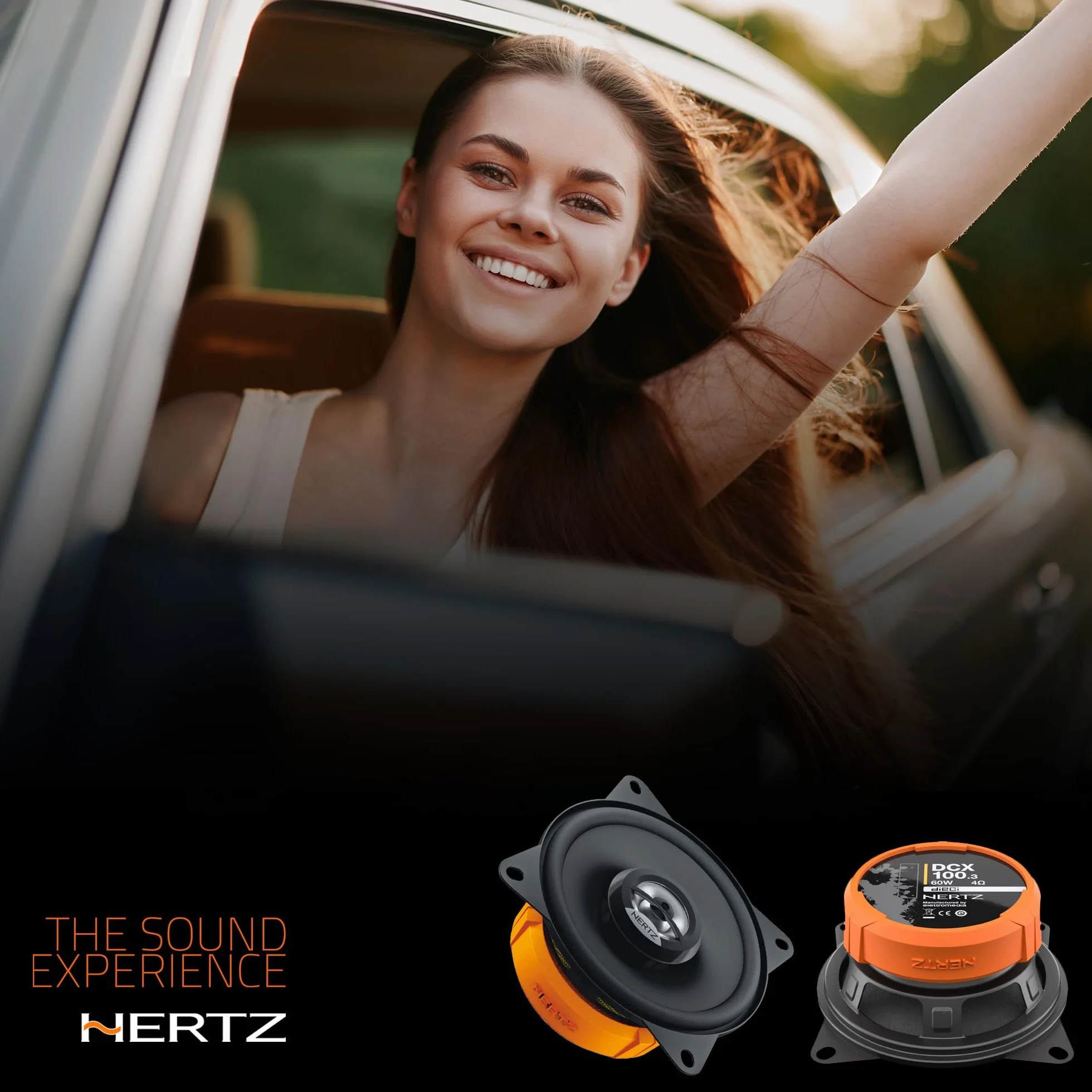 Hertz DCX 100.3 - Coppia di altoparlanti coassiali da 100 mm con tweeter a cupola e woofer in polipropilene con magnete al neodimio - 60W max