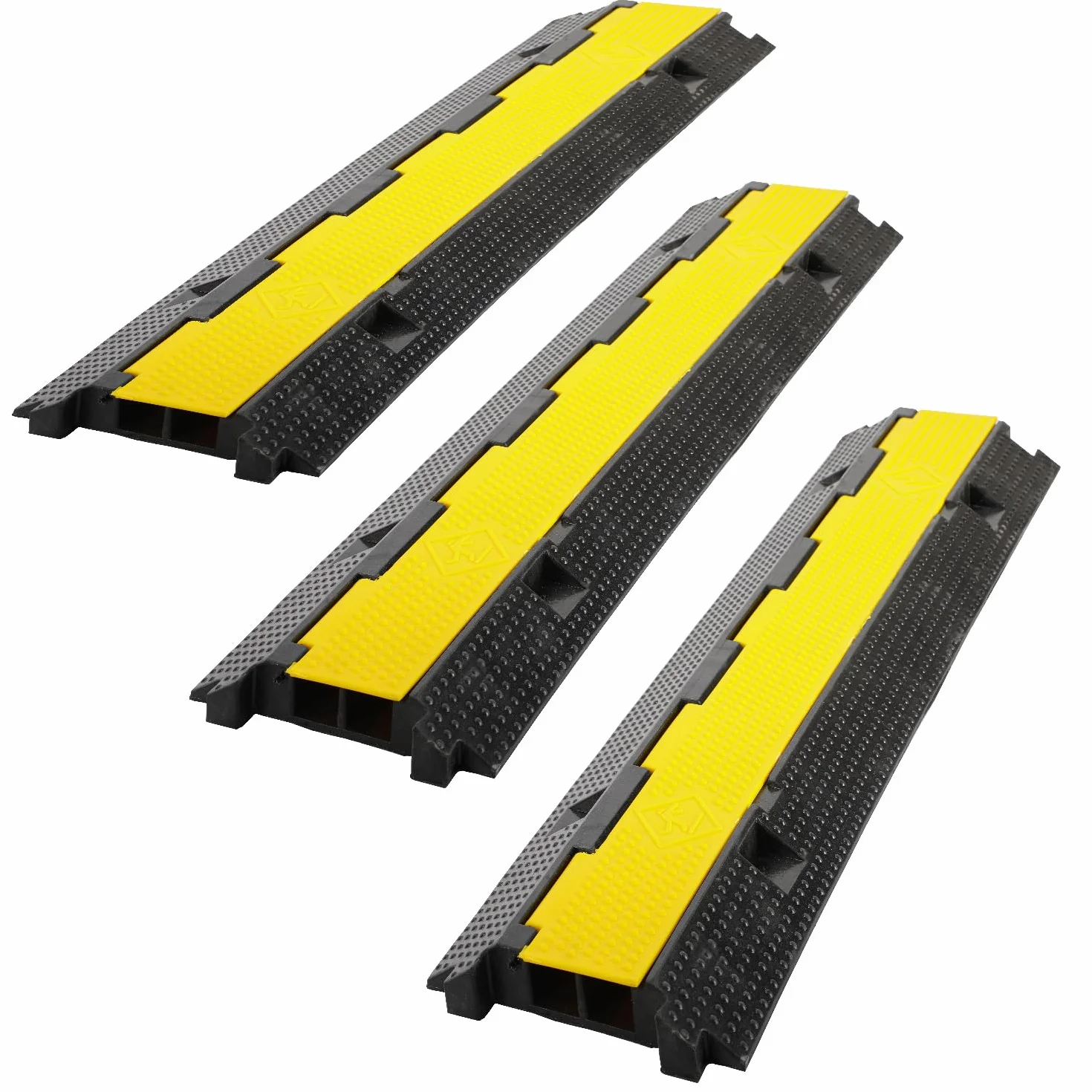 Ponte cavi 3 pezzi 2 canali 101x25x5 cm gomma nero modulare protezione per parcheggi