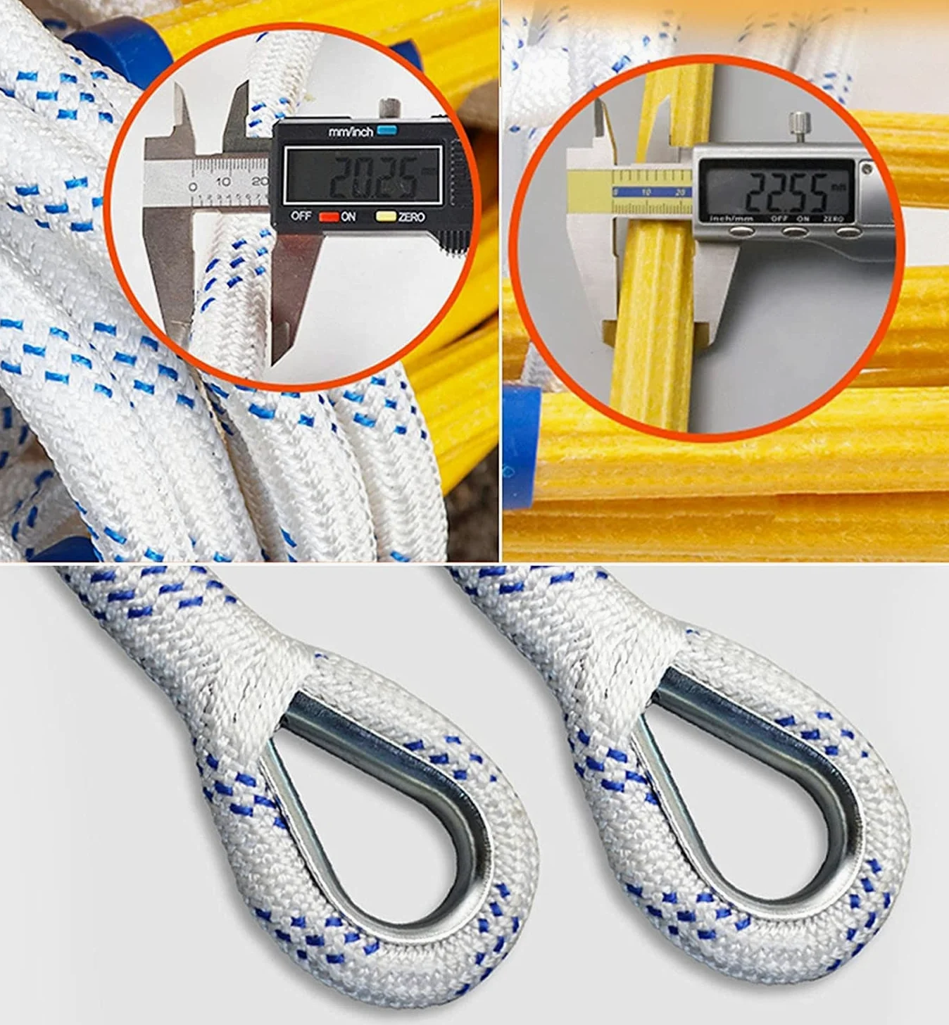 Generico Scala di Corda di Emergenza antincendio, 25 m/82 Piedi, Scala di Sicurezza per evacuazione Rapida, Resistente e Portatile, Ideale per l'uso in casa e in Appartamento.