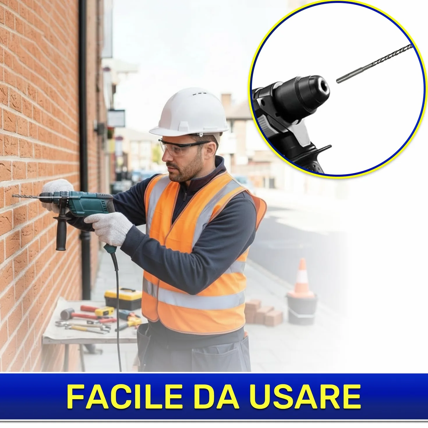 Punta Trapano Muro SDS Plus Ø 8 mm x 310 mm Acciaio Carburo di Tungsteno MONTERAL