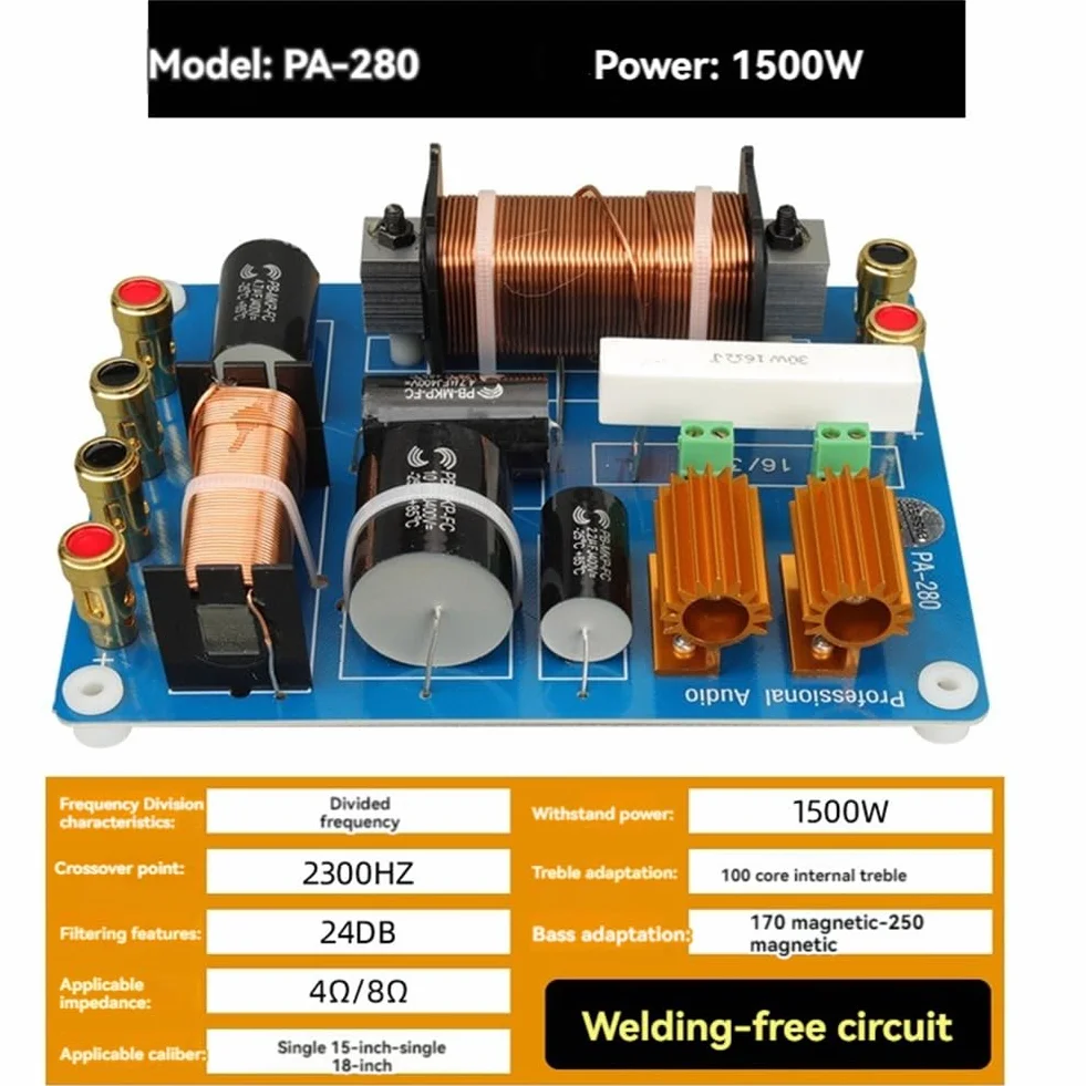 Divisore di Frequenza Professionale Crossover per Altoparlanti A Due Vie da 1500 W per Prestazioni Palco Singolo per Altoparlante Singolo da 15 Pollici e 18 Pollici