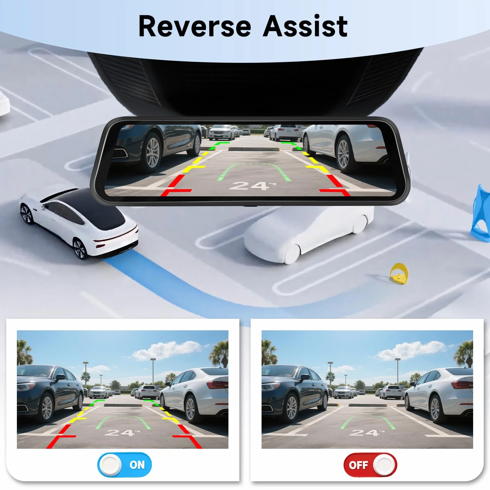 Hodozzy 2K WiFi Specchietto Retrovisore Dash Cam, Dashcam Retrovisore con Schermo IPS 9,66 Pollici Touchscreen con Controllo App, Visione Notturna, Registrazione Loop, Sensore G, BSD LCA+ Scheda 64 G
