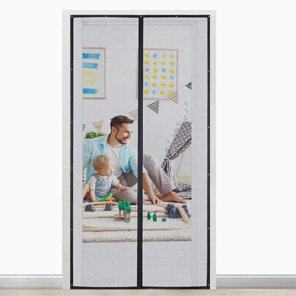 Zanzariera A Chiusura Automatica 210x195cm, Tenda zanzariera, Chiusura Automatica Chiusura Automatica, per Porte d'Ingresso,Porte, Cortili - Nero