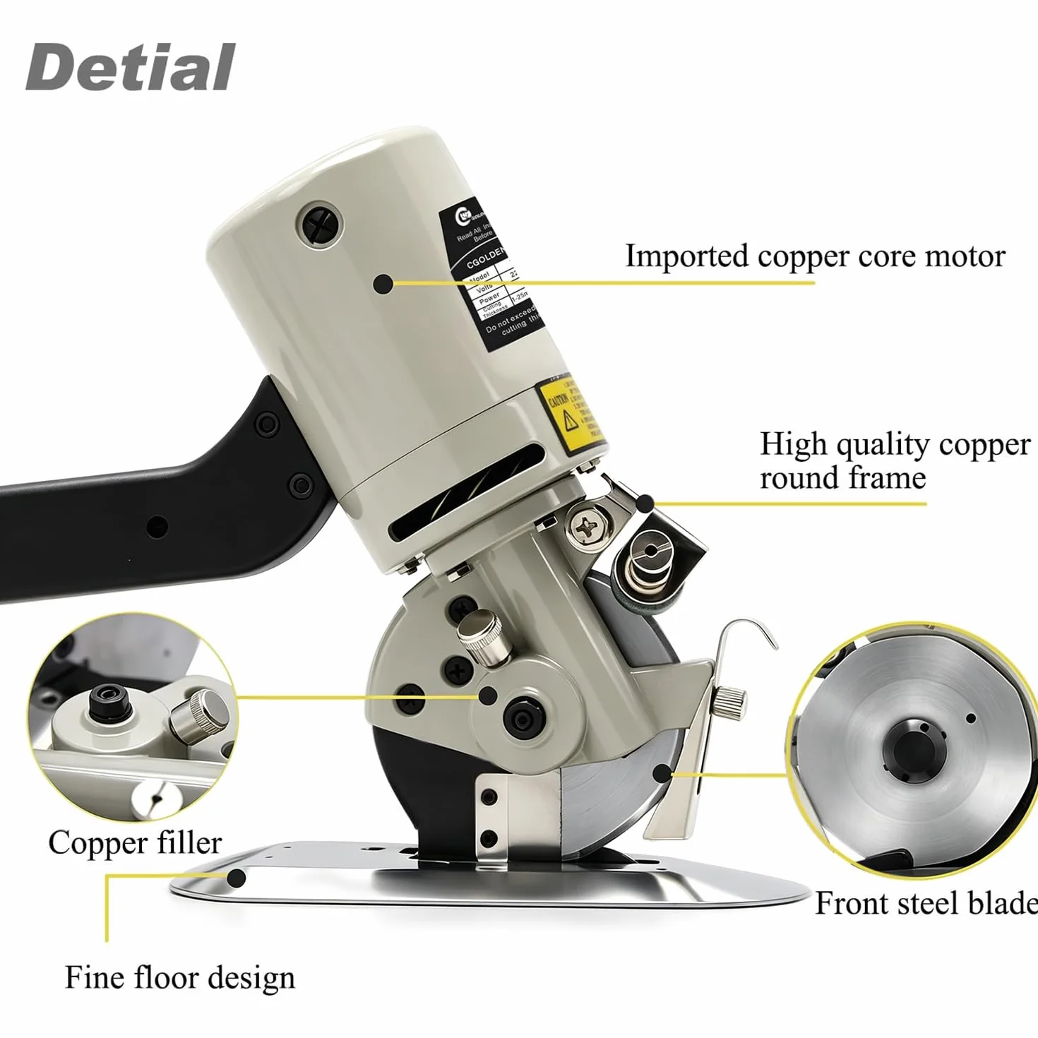 CGOLDENWALL Taglierina Elettrica per Tessuti 30 mm Spessore Massimo Taglio Lama Φ90 mm Rotella Affilatura Automatica YJ-90B