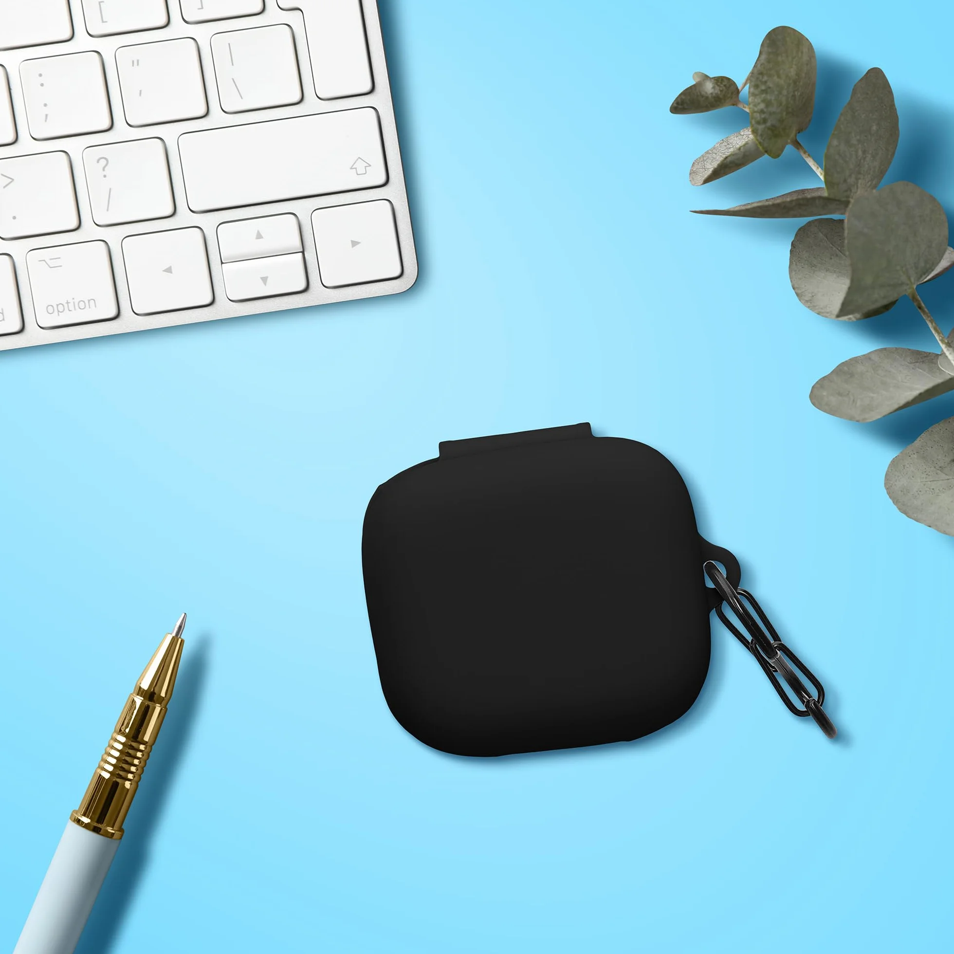 kwmobile Custodia Caricatore Compatibile con Anker Soundcore P30i - Cover Silicone nero - Rivestimento Gommato Protezione con Gancio