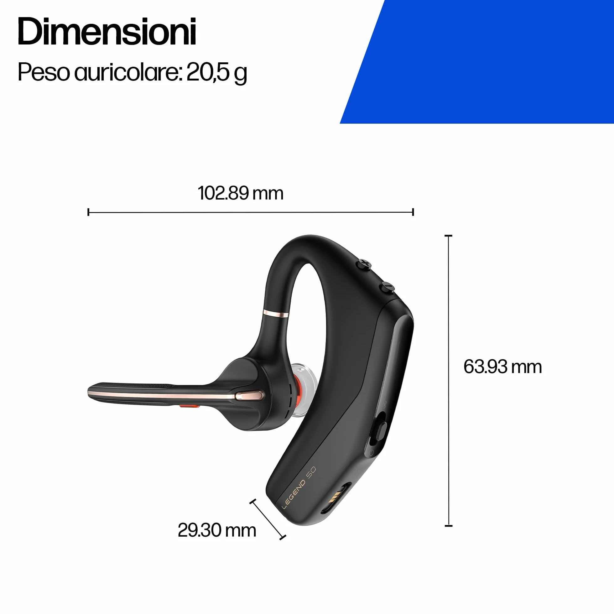 Poly Voyager Legend 50 Headset AV4N9AA con microfoni a cancellazione del rumore, tecnologia WindSmart e design ergonomico