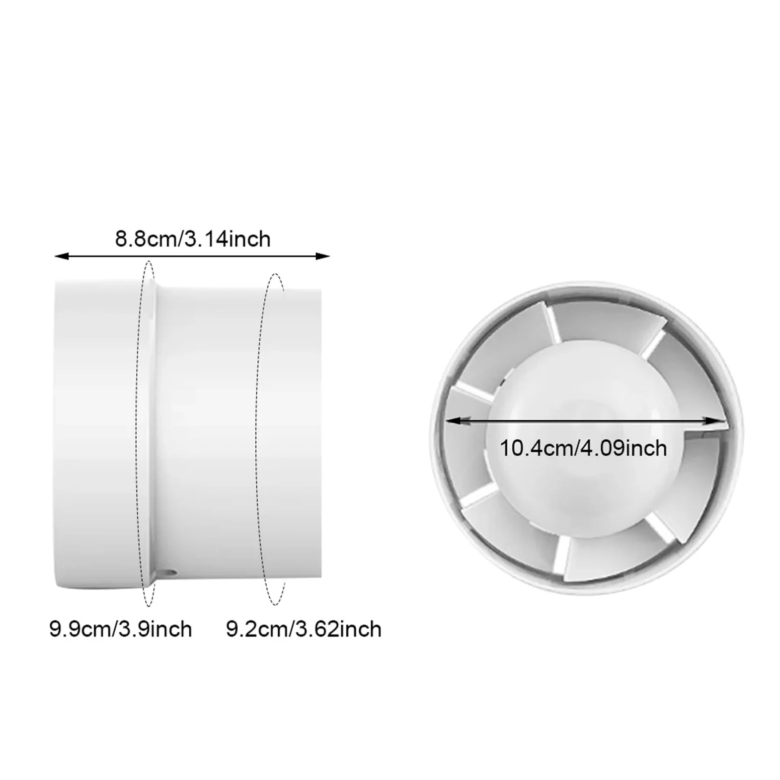 Ventola Aspirazione, Ventilatore Di Scarico In ABS Rotondo Silenzioso WC A Risparmio Energetico Condotto Di Estrazione In Linea For Serra Ventilatore Di Sfiato For Bagno Impermeabile Bianco ,per Bagno