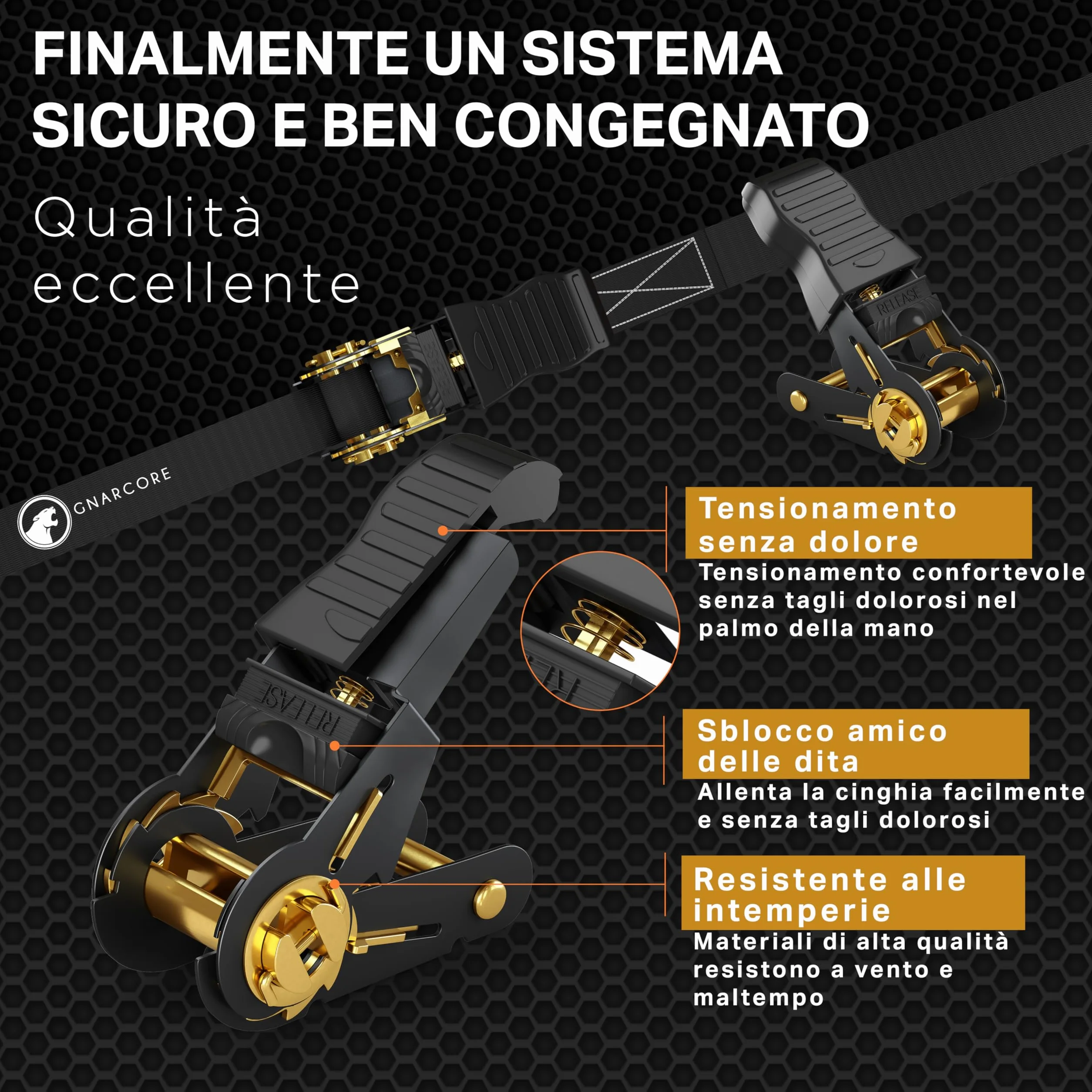 Cinghie di Fissaggio a Cricchetto Premium, Set da 4, Resistenza 800 Kg, Con Borse - Certificato DIN EN 12195-2