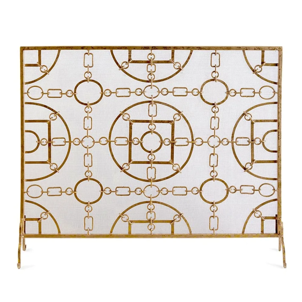 Schermi per Caminetti di Guardia Schermo retrò Schermo protettivo in ferro battuto Fireplace recinzione Barra divisorie Golden Fireplace Recence Screen Creativo Vento A Vento A Vento Striscenga Access