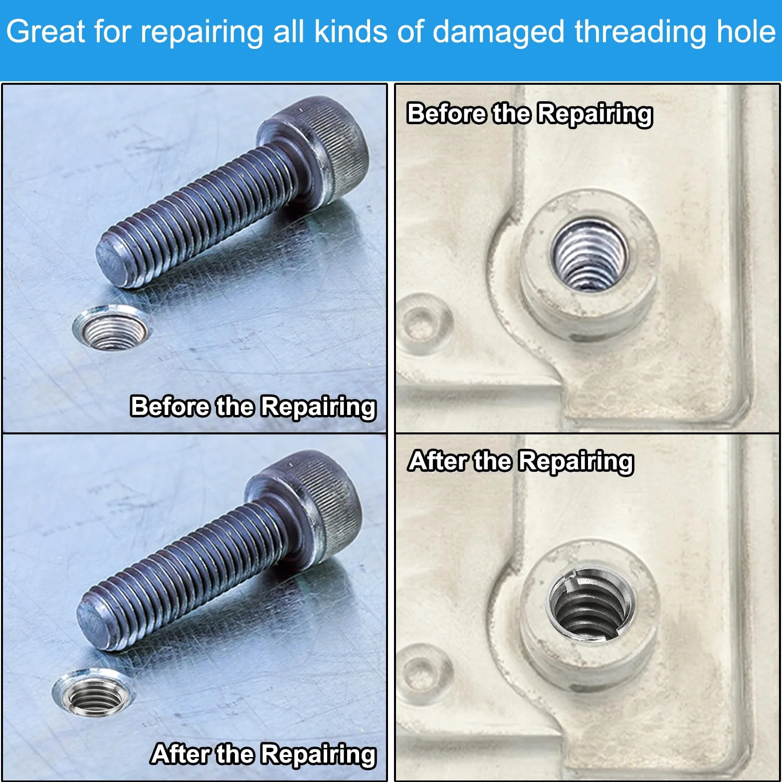 PATIKIL Inserti Filettati Adattatori Riduzione Dado, 10pz M6*1 Maschio a M4*0,7 Femmina Riparazione Inserto Dado Vite Inserto Filettato Autofilettante Acciaio Inossidabile 10mm