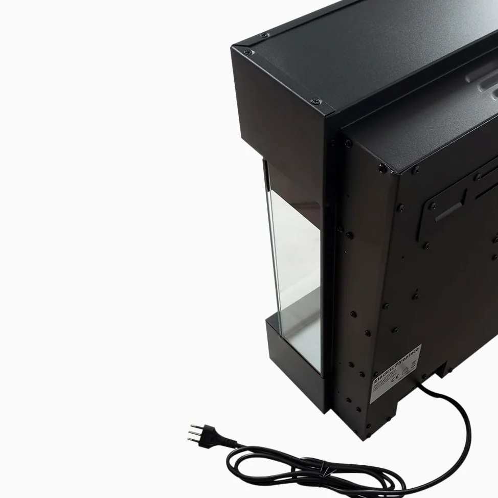 Camino elettrico VELAR | Caminetto a parete da incasso | Stufa ventilata da 750W/1500W a basso consumo, con telecomando, timer, decorazione di tronchi e cristalli (Nero, 182cm)