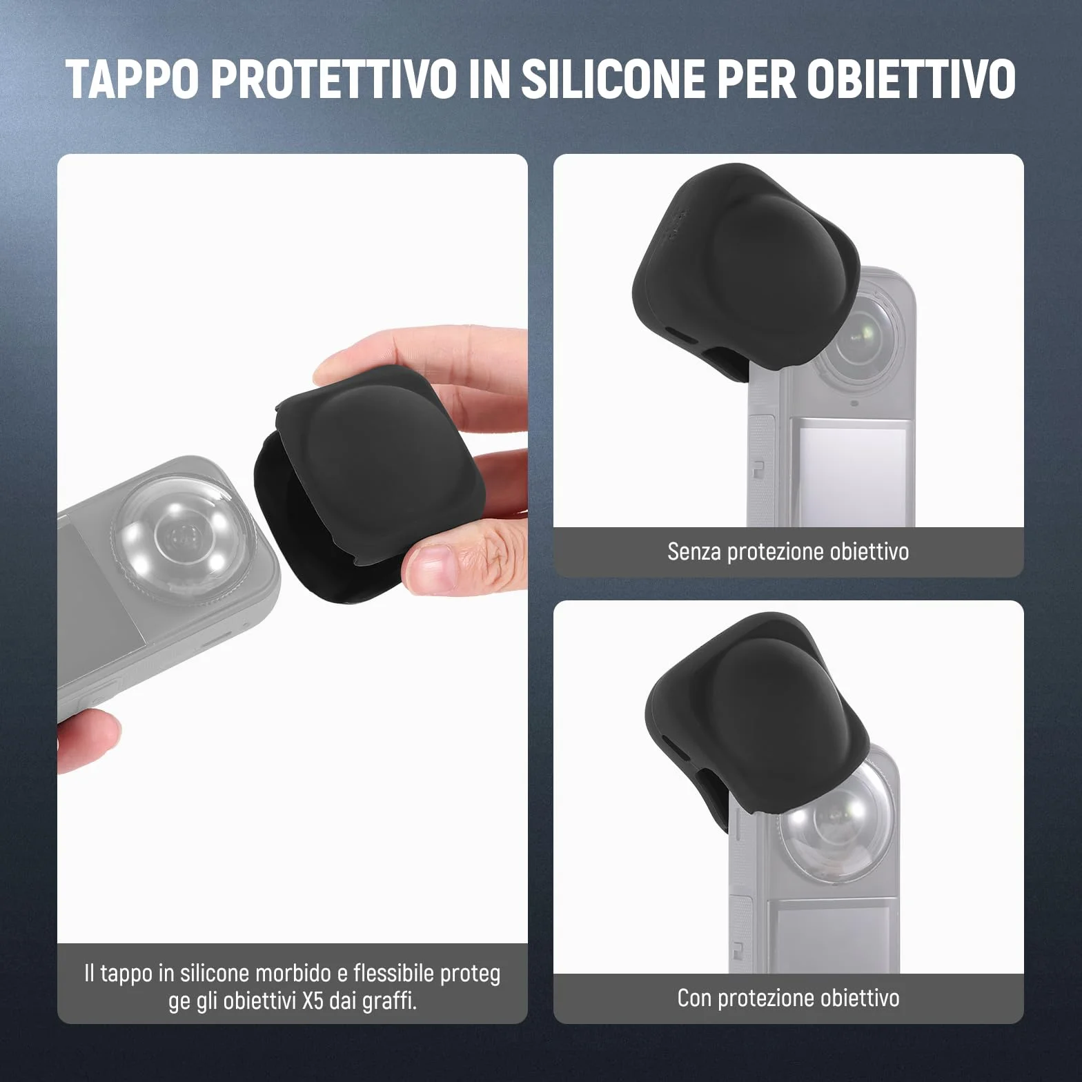 NEEWER Protezione per Schermo/Lente Compatibile con Insta360 X5 X4 Action Cam, Pellicola Protettiva per Schermo Temperato (2pz), Cap Custodia Protettiva in Silicone e Kit Accessori di Ricambio, CA156
