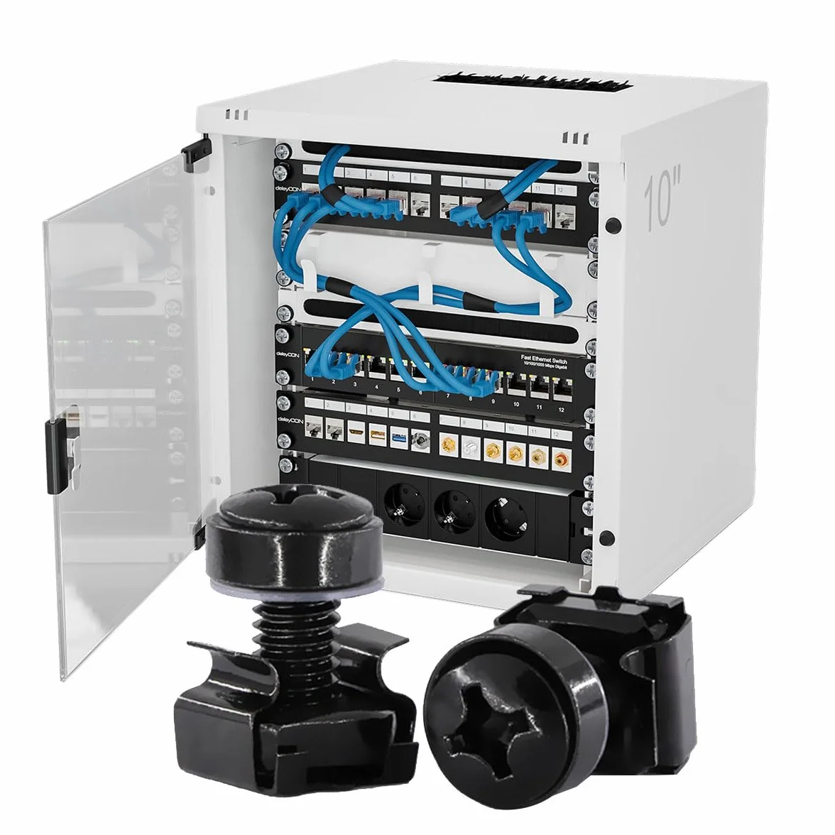 Dadi a Gabbia e Viti M6 per Montaggio su Rack - Set 20 Pezzi