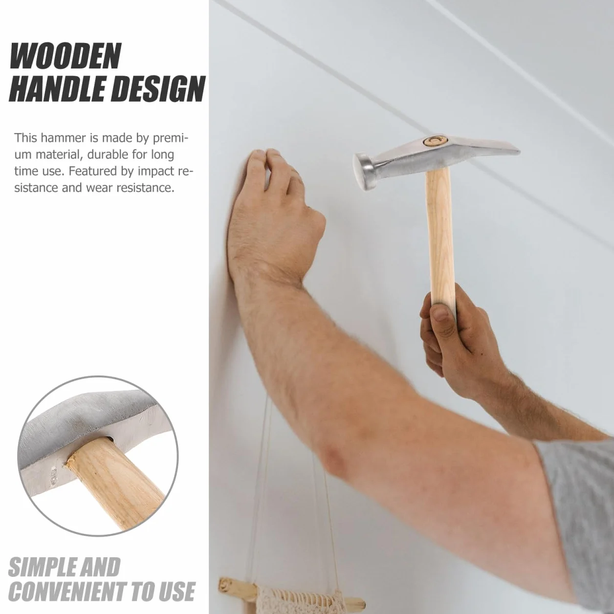 Healifty Martelletto in acciaio con manico in legno 9.45 pollici antiruggine riparazione scarpe