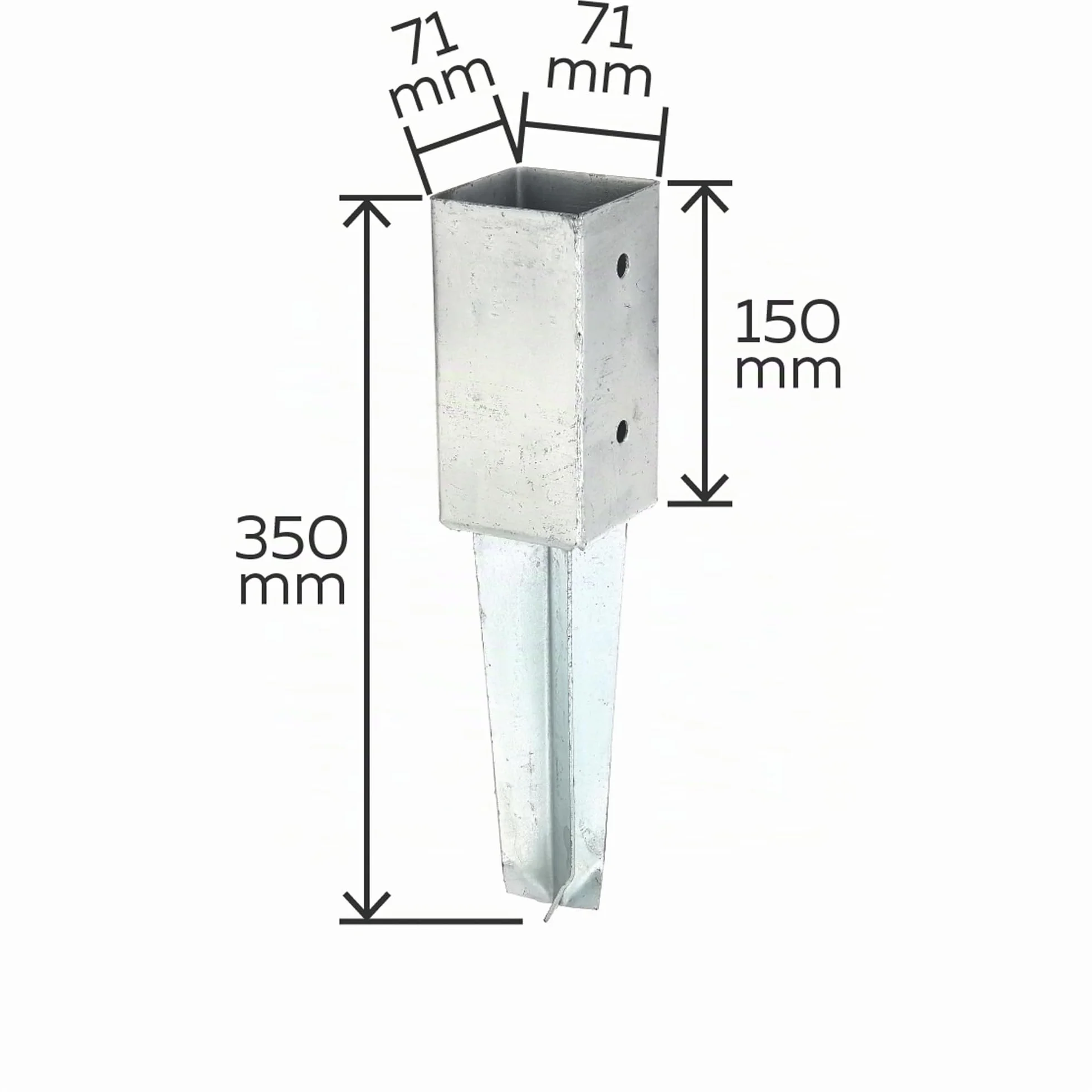 Alberts Porta palo per pali quadrati in legno zincato a caldo 71 x 71 mm