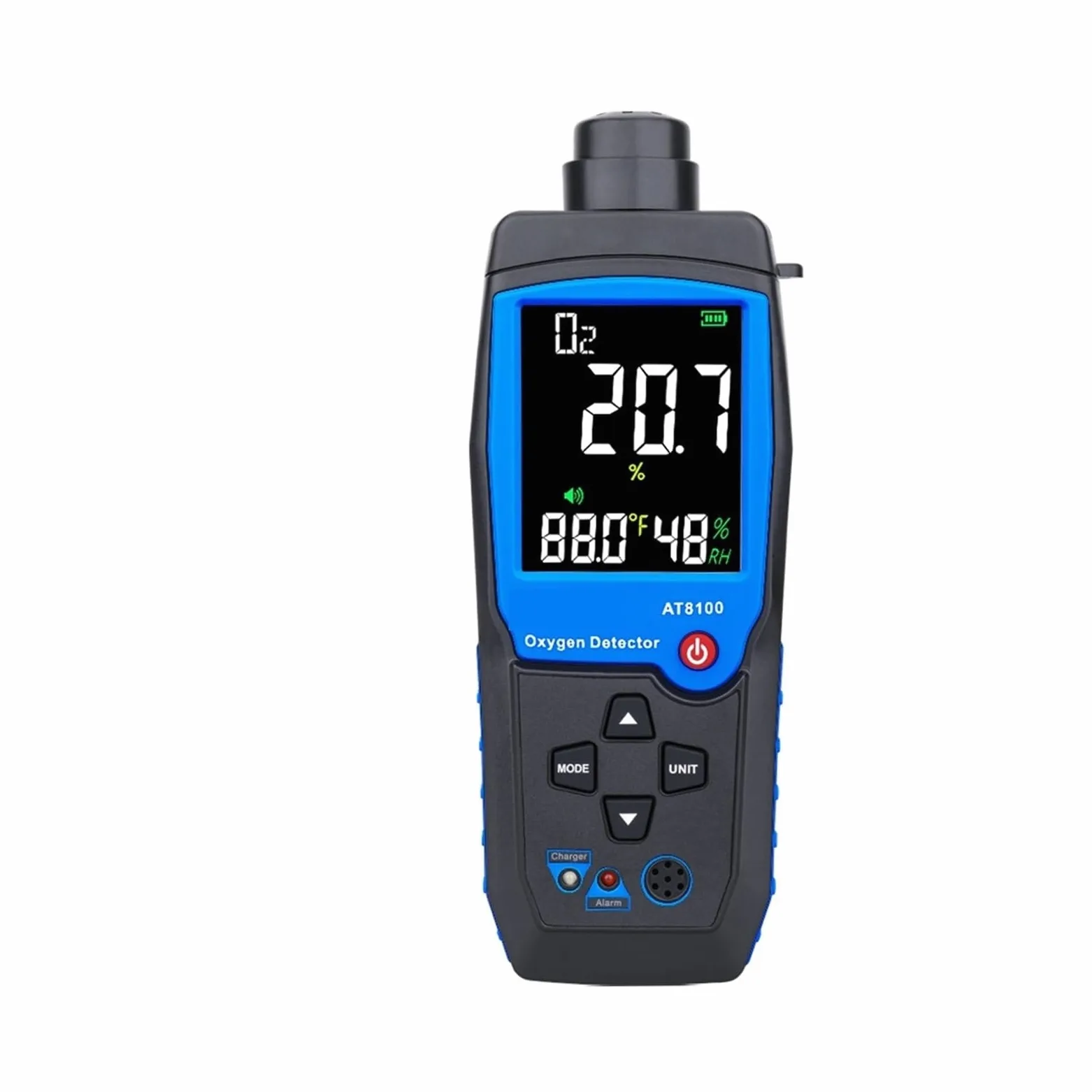 Monitor del rilevatore di gas Misuratore di ossigeno digitale con sensore intelligente Rilevatore di gas O2 Allarme luce sonora Misuratore di qualità 'aria del monitor del gas con display LCD della te