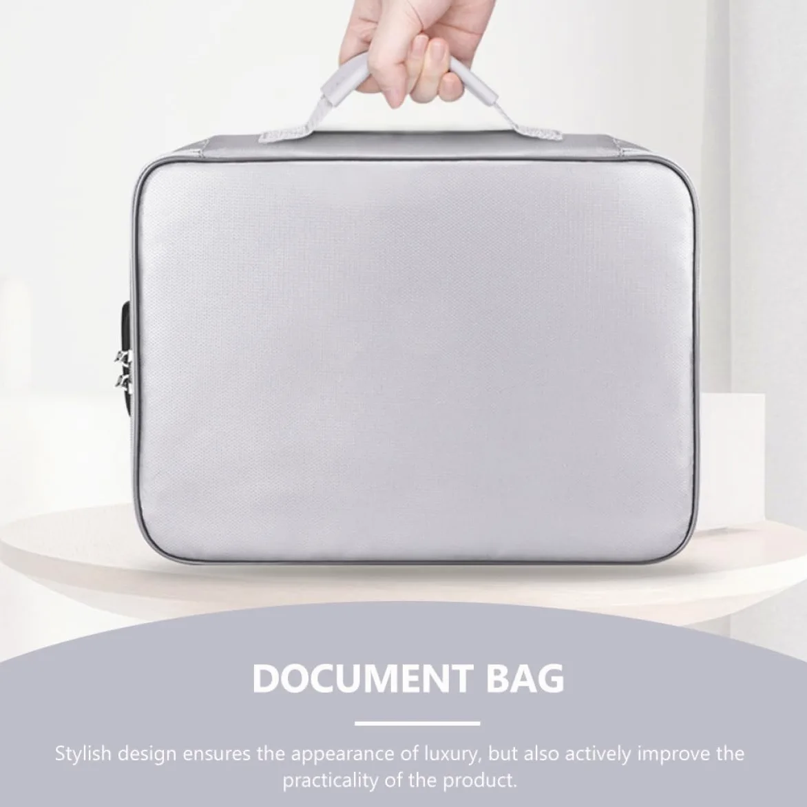 Borsa Portadocumenti Ignifuga, di Fibra di Vetro in Silicone, Grande Capacità, Cerniera Liscia, per Ufficio e Scuola