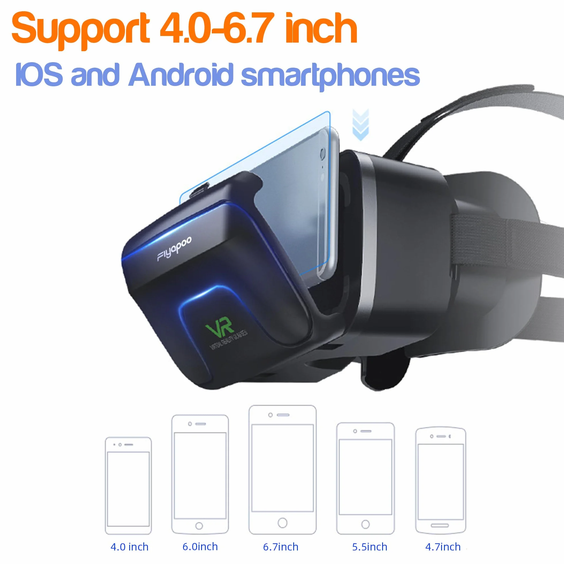 Occhiali VR 3D per Smartphone, 3D Visore Realtà Virtuale, HD VR per Film & Giochi, Compatibile con la Maggior parte degli Smartphone (4,7-6,7 Pollici). Regalo di Natale Perfetto.