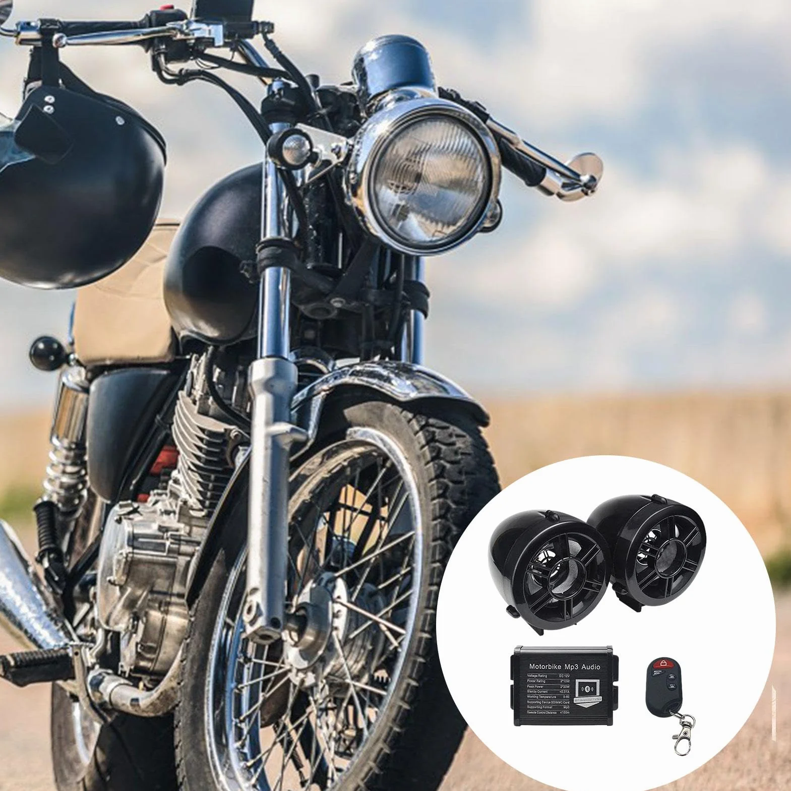 audio per moto, altoparlanti impermeabili per moto, altoparlanti stereo da 10,2 cm, amplificatore AUX MP3 integrato classe D da 300 Watt, adatto per manubri da 1 a 1,25 pollici