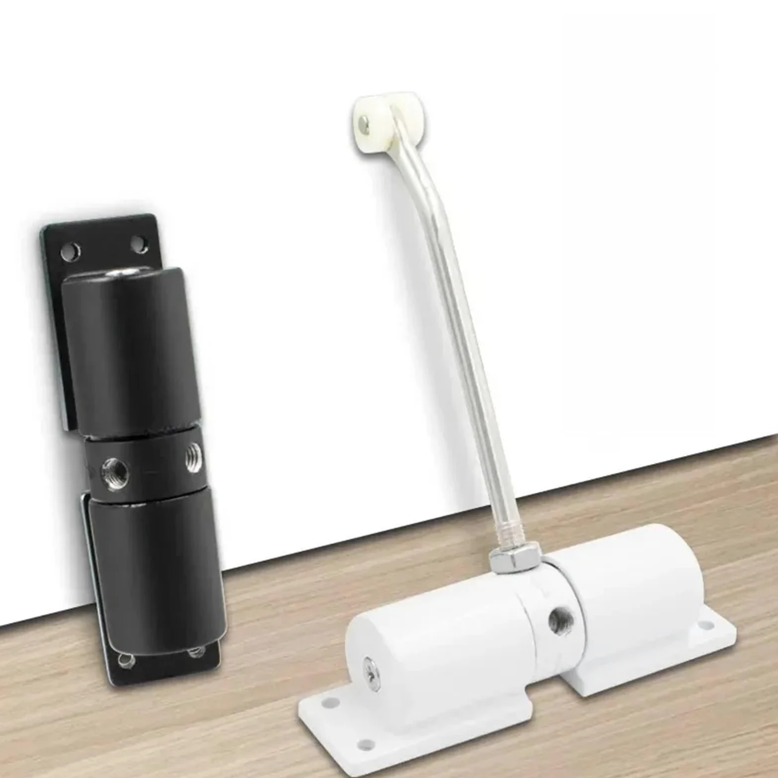Chiudiporta automatico regolabile da 2 pezzi a molla di sicurezza resistente montato in superficie for chiudiporta nero esterno interno Per Porte(White)