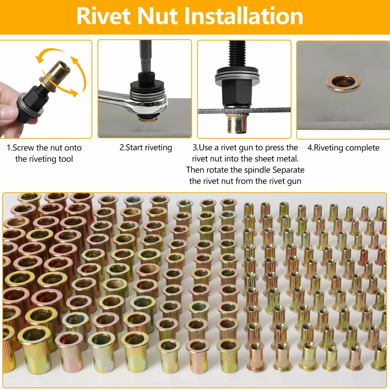 Pinze per rivetti Set 186 pezzi M3-M10 dado pressfit utensili manuali per lamiera tubi auto 30 dadi per misura