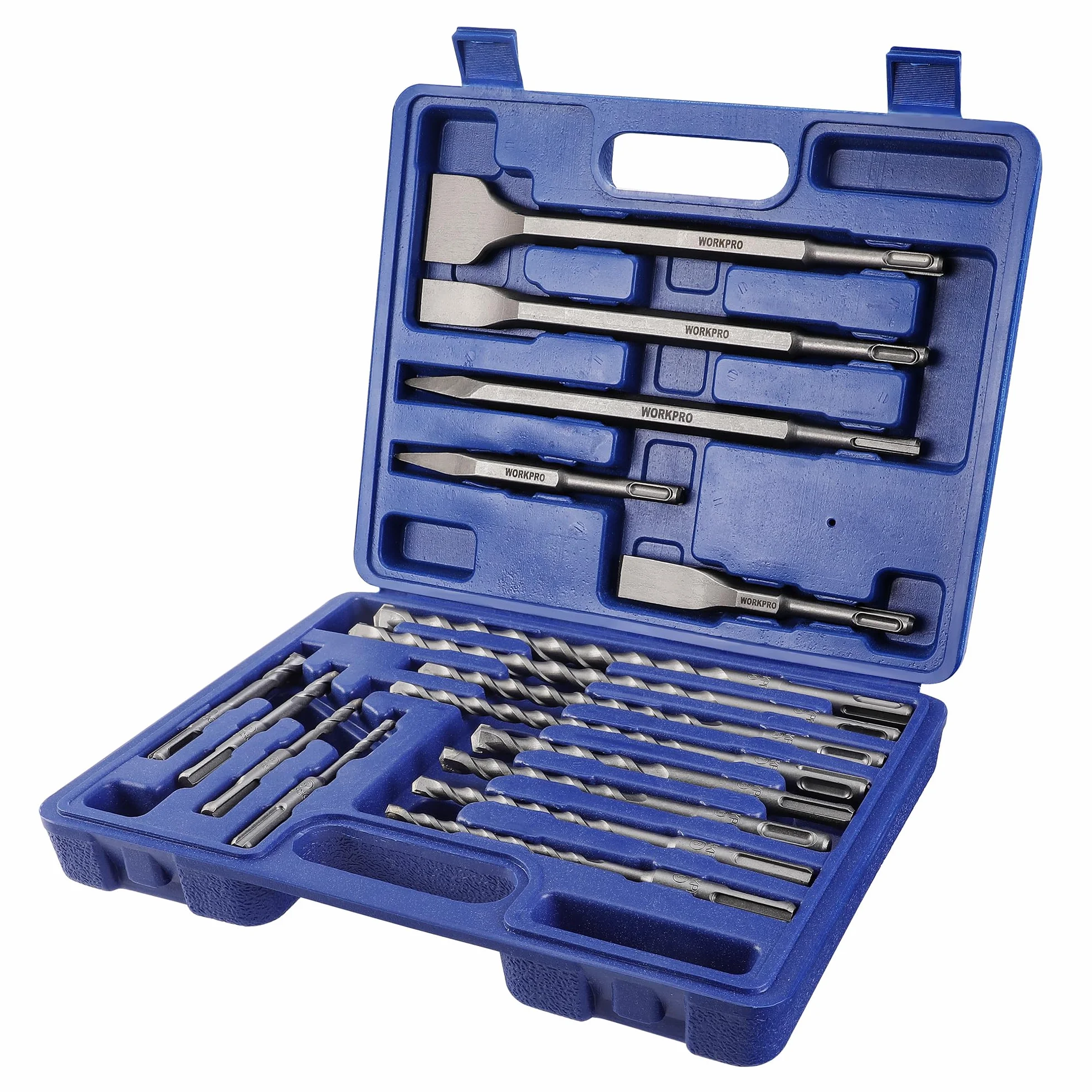 WORKPRO Set 17 Pezzi Punte e Scalpelli SDS Plus per Calcestruzzo Muratura
