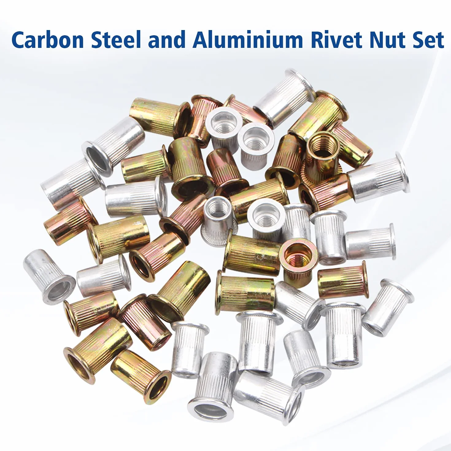 CCLIFE 500 Pezzi Rivetto Filettato in Acciaio M3 M4 M5 M6 M8 M10 Testa Piatta Dadi Rivetti con Scatola