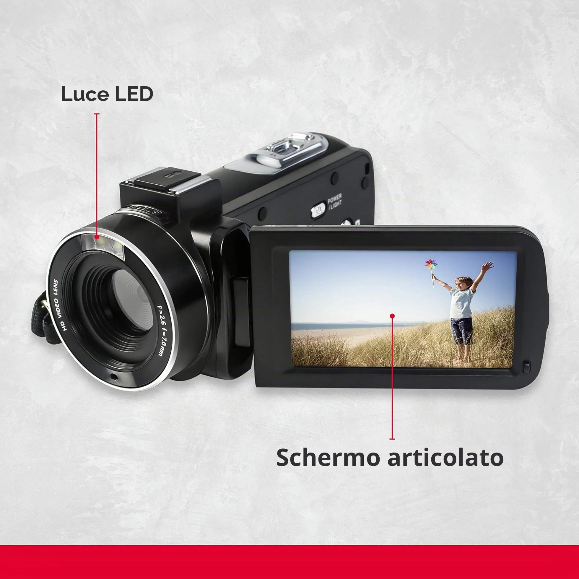 AGFA Photo Realimove CC2700 - Videocamera digitale (video 2.7K, 24MP, Touch Screen 3'', Zoom 18X, Telecomando, 2 Batterie, Micro, Batteria Litio) Nero