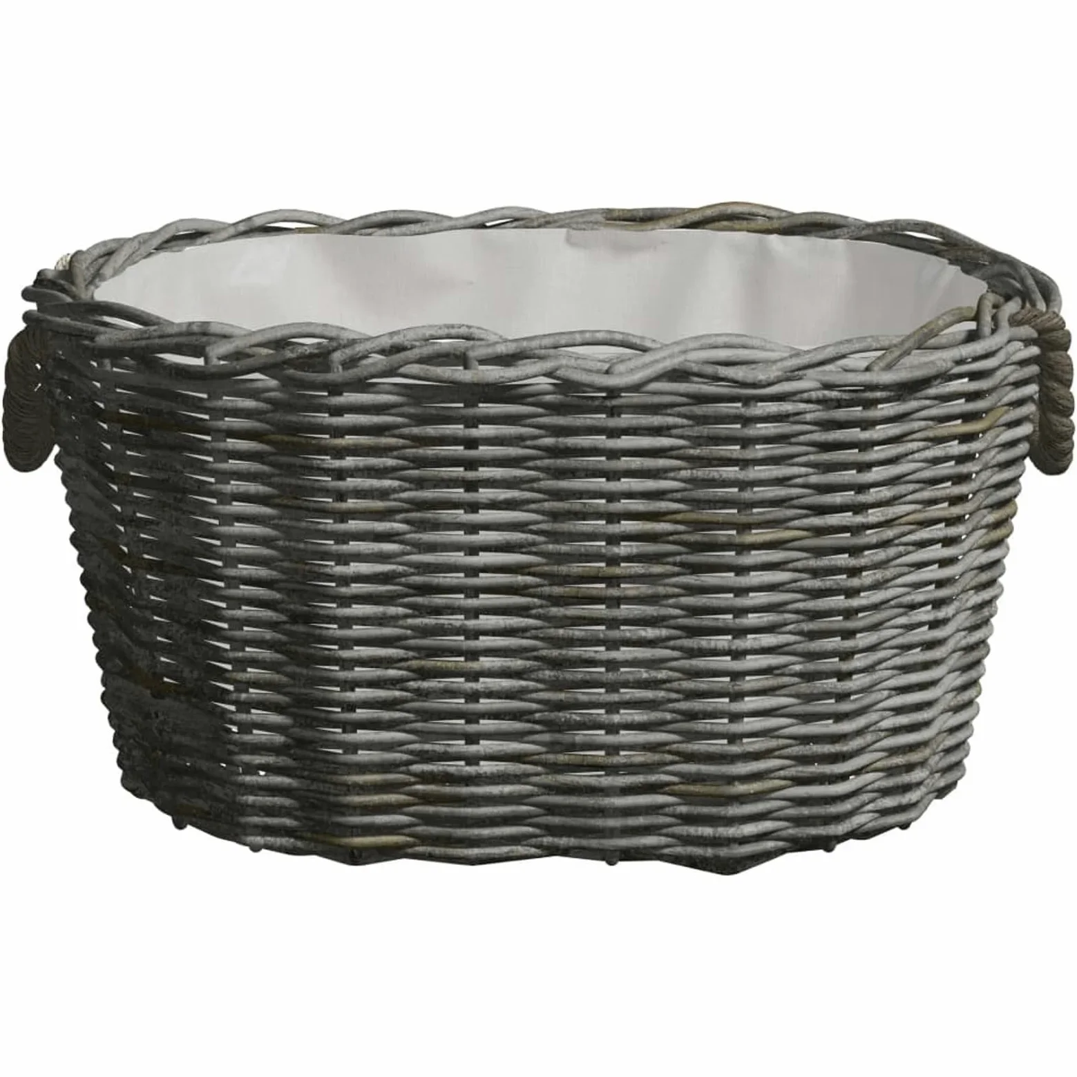 Homgoday Cestino a legna Manici di trasporto Salice Naturale Grigio 59x42x28 cm Cesto di vimini per conservare legna