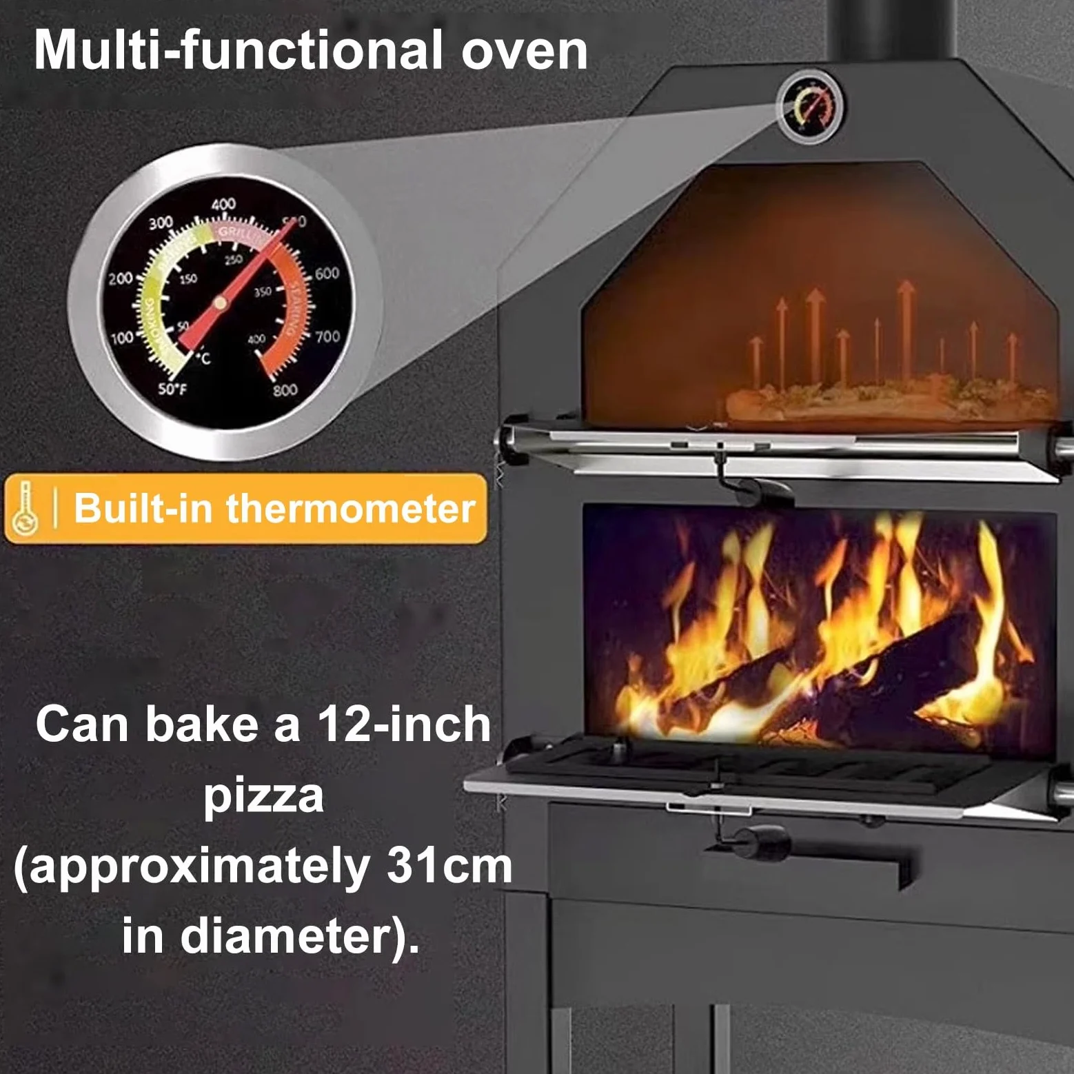 Cucina a Legna con Forno con Ripiani Cassetto Raccoglipolvere Stufa a Legna Economica per Cucinare Forno Multifunzione Adatto per Campeggio e Attività All'aperto