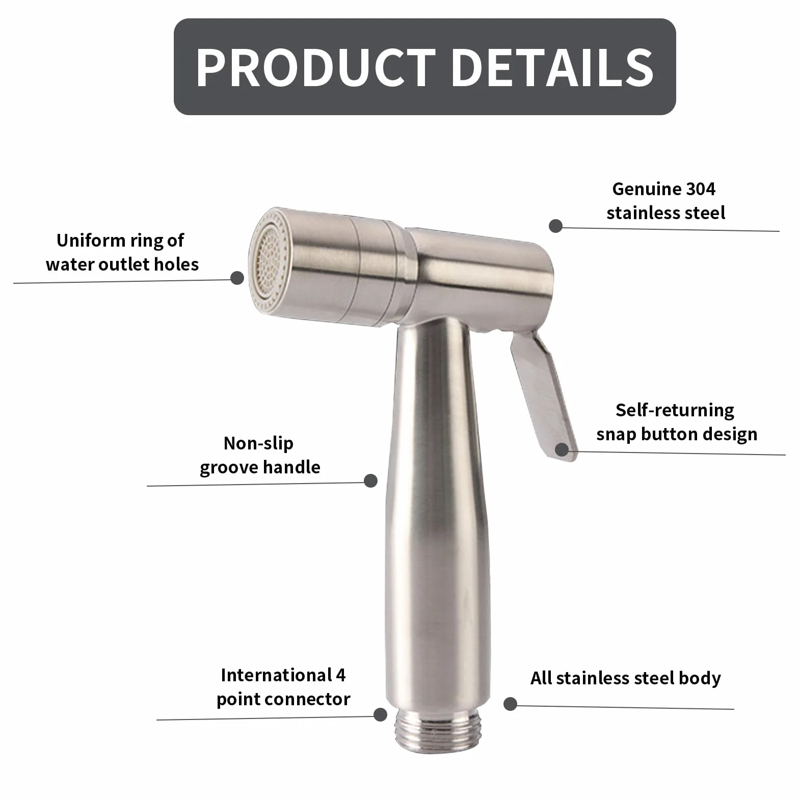 Bidet acciaio inox doccia musulmana kit spray per pannolini spruzzatore WC doppia modalità