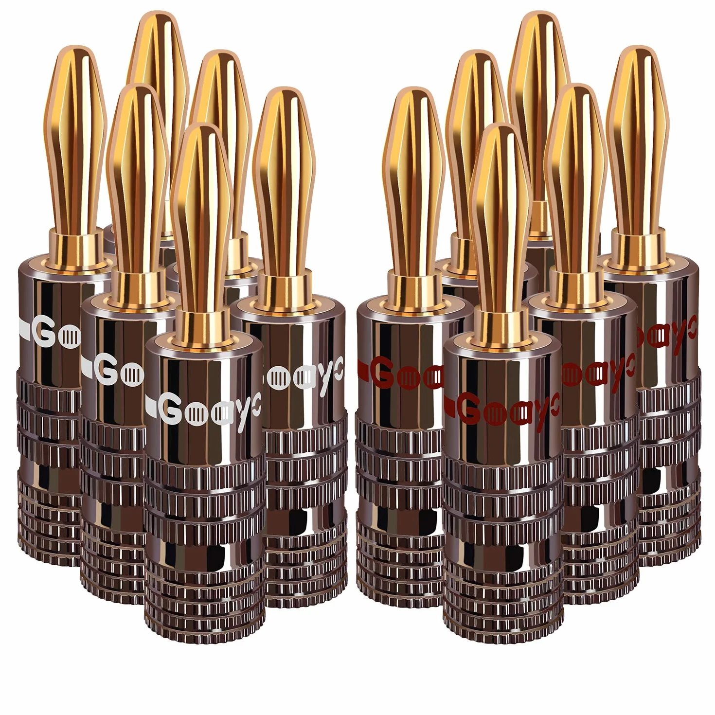 adattatori a banana da 4 mm, placcati oro 24 K, connettori per diffusori, 6 paia, 12 pezzi