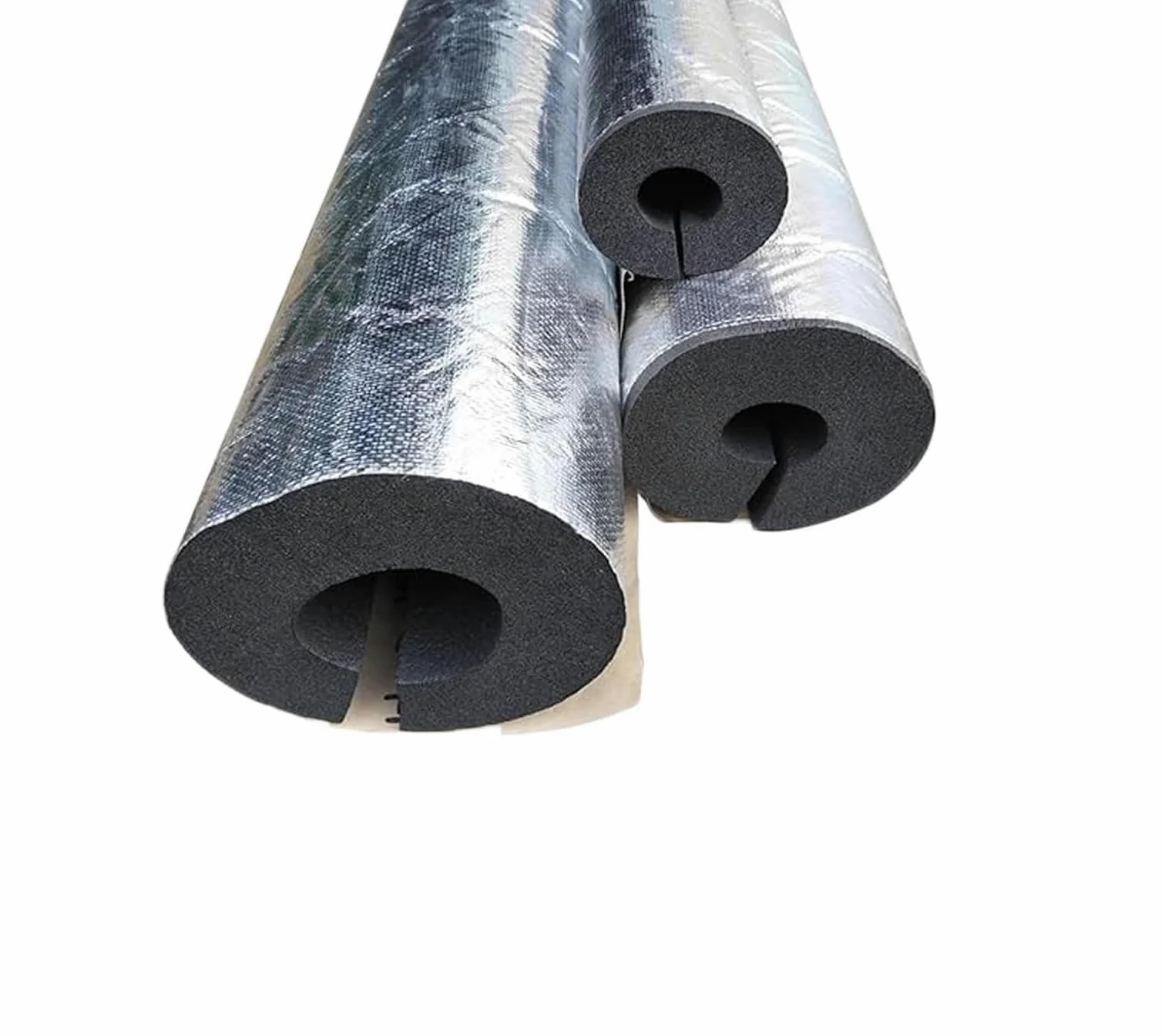 Tubo isolante autoadesivo per tubi da 1,9 cm a 10,2 cm ID involucro in schiuma impermeabile, copertura per tubi in alluminio (ID 1-1/2 ″xT 1-1/5 ″)