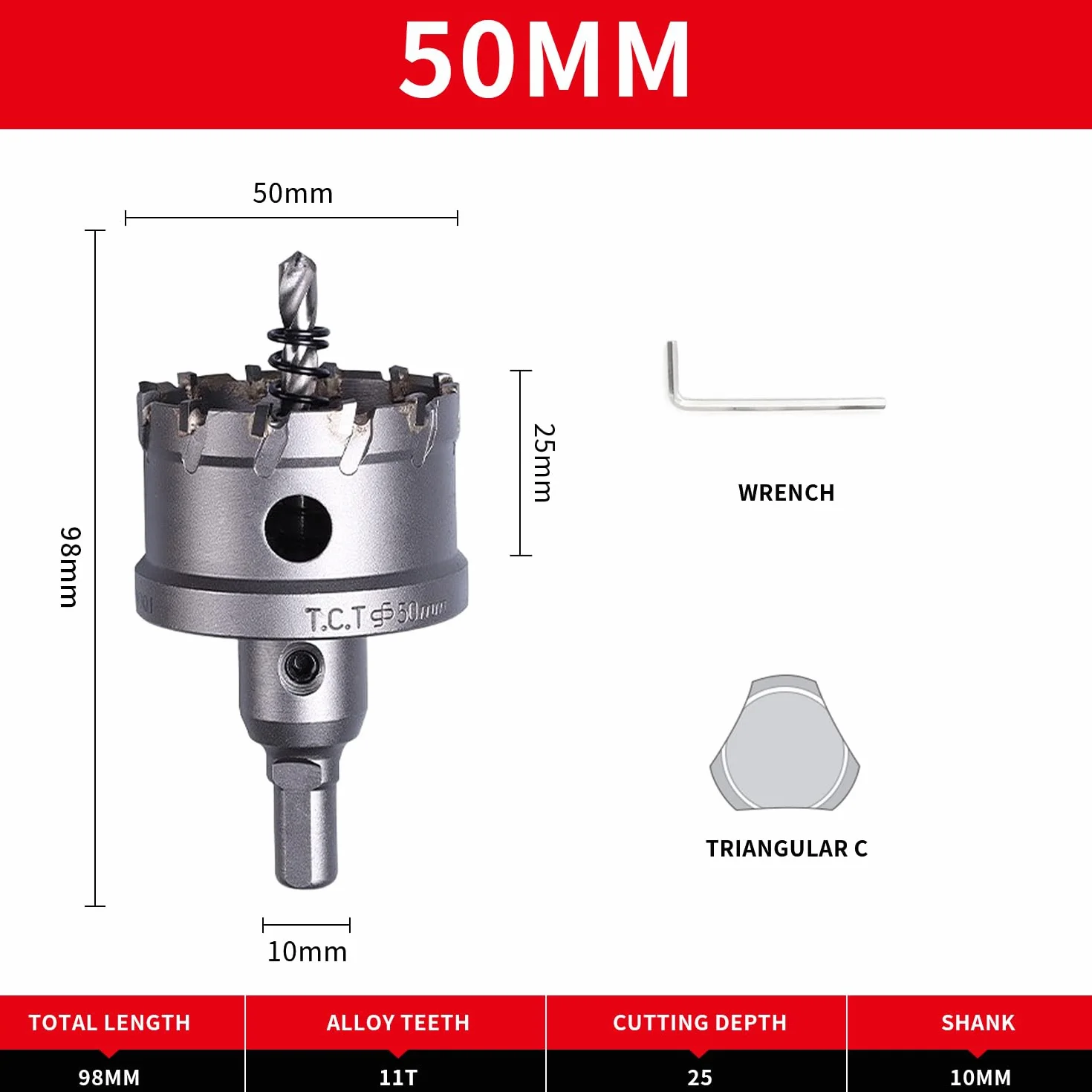 Sega a tazza LAIWEI 50 mm punta in metallo duro per fori in acciaio inox