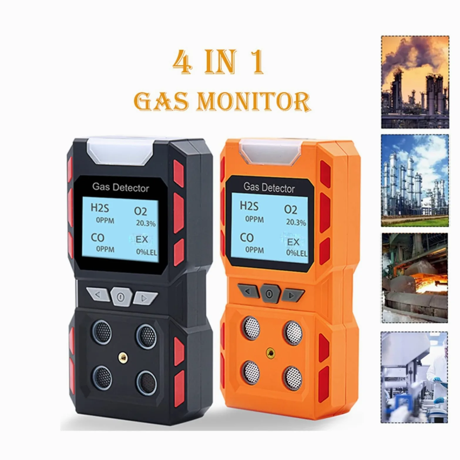 Rilevatore di gas, Analizzatore multigas industriale autonomo H2S CO O2 EX Rilevatore di gas combustibile Monossido carbonio Sensore sicurezza antincendio Promemoria vocale(B Gas Detector)
