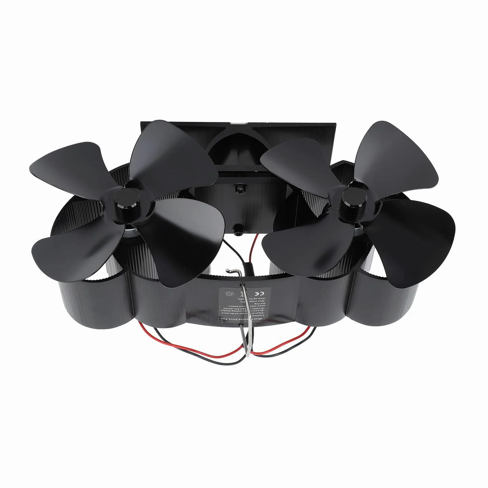 SIXRUN Ventilatore per Stufa Ventilatore per Stufa a Legna Alimentato a Calore Lega di Alluminio 4 Pale Ventola di Ricambio a Doppia Testa per a Cherosene a Legna Camino Riscaldamento Domestico