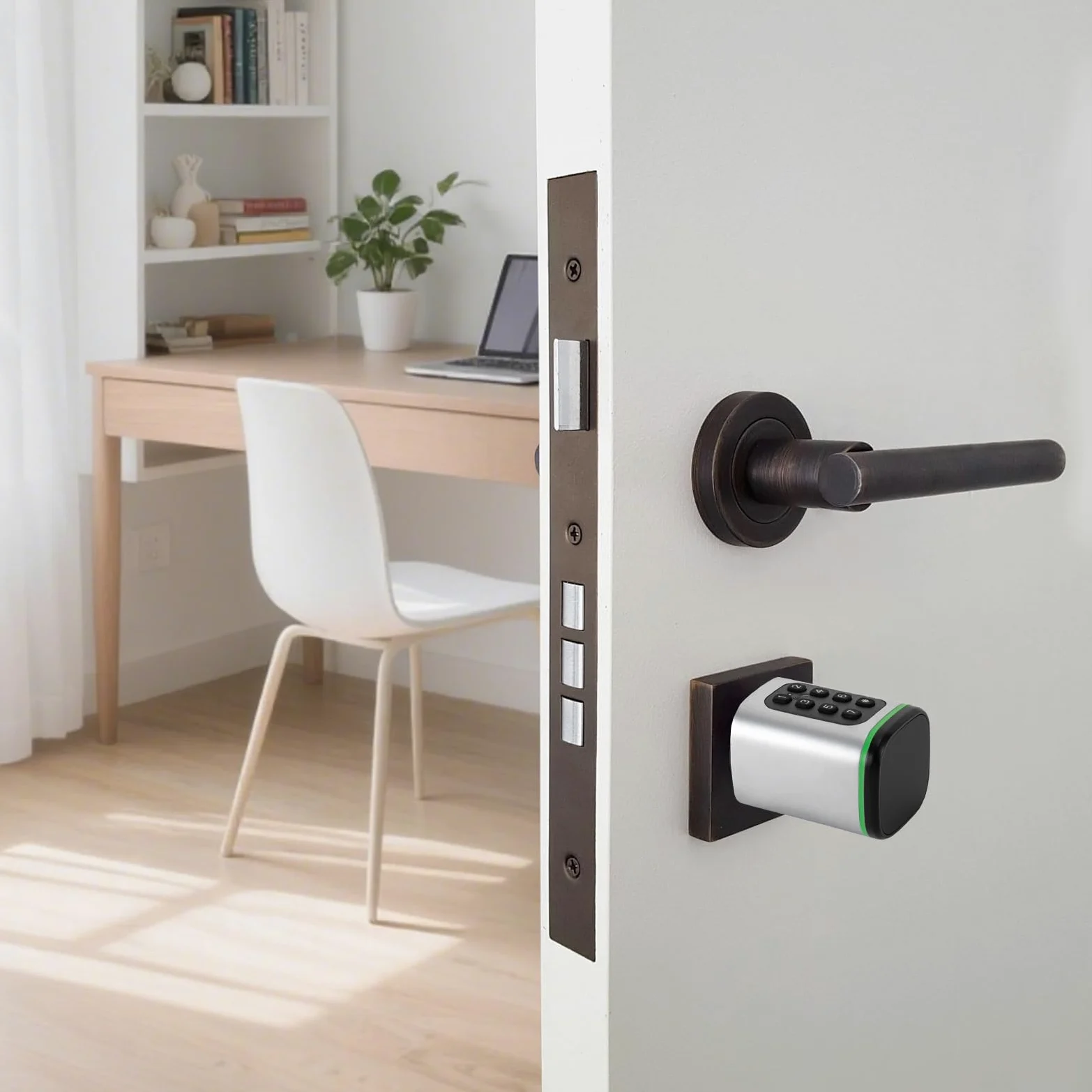 Serratura elettronica per porta, serratura intelligente con app, codice digitale, chiave e chiave, Smart Lock, lunghezza del cilindro regolabile, per porte da 35-45 mm