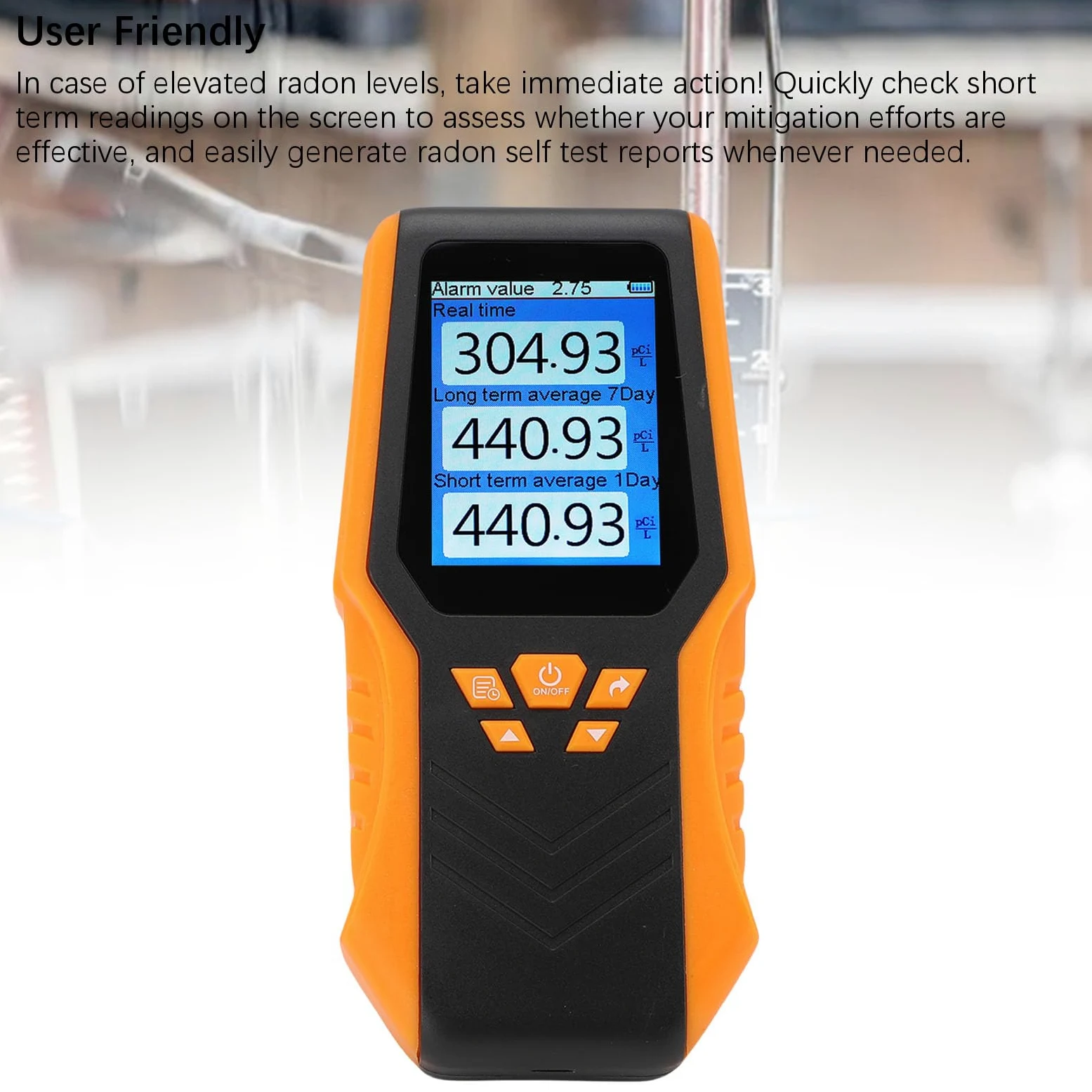 banapoy Rilevatore di Radon Tester Digitale Portatile Compatto per Radon per Casa, Scuola, Ufficio, Seminterrato, Display LCD, Batteria Ricaricabile