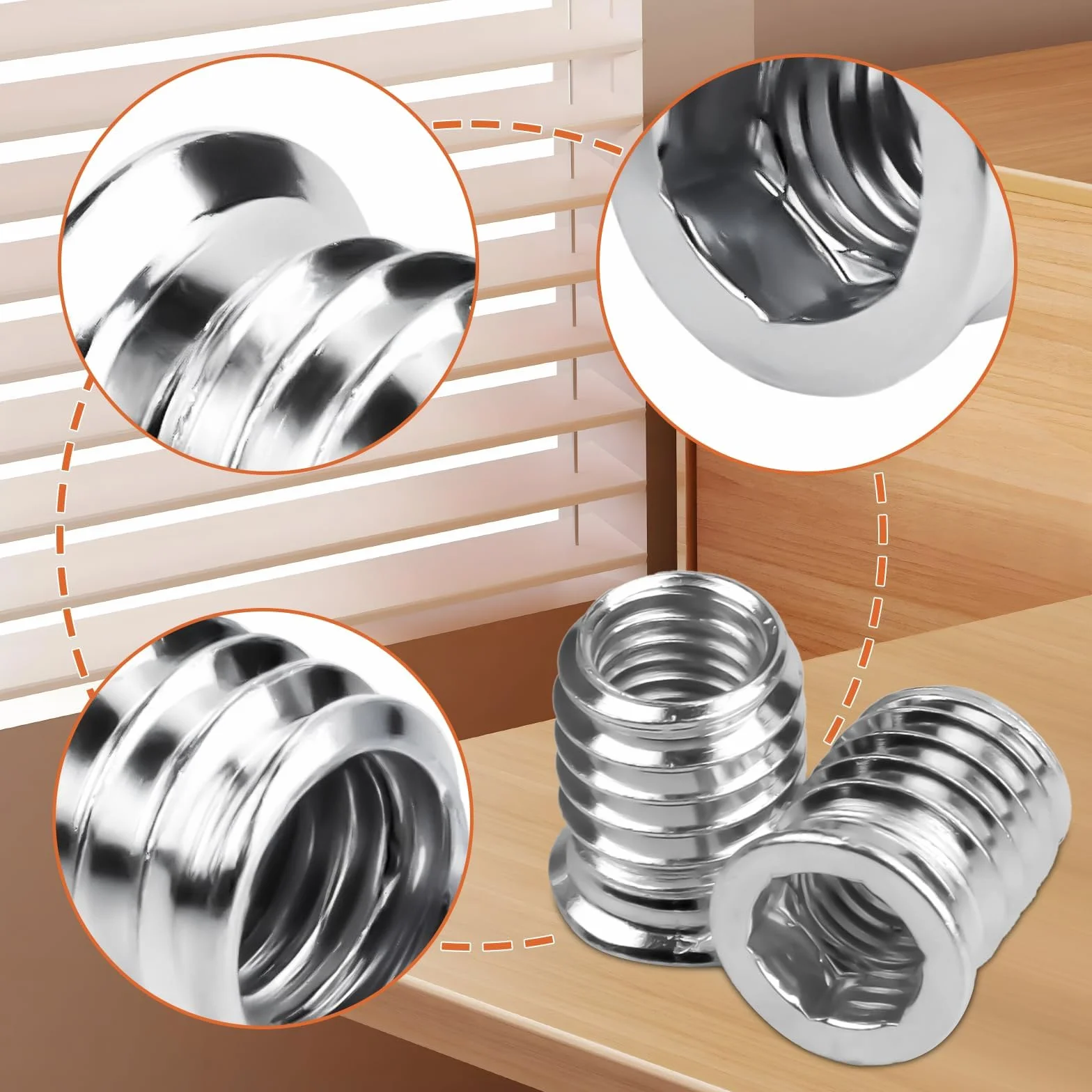SWTYExt 100 Pezzi Boccole Filettate M6x15 in Acciaio al Carbonio con EsagonoIncassato Dadi Inserti Filettati per Legno per Mobili in Legno
