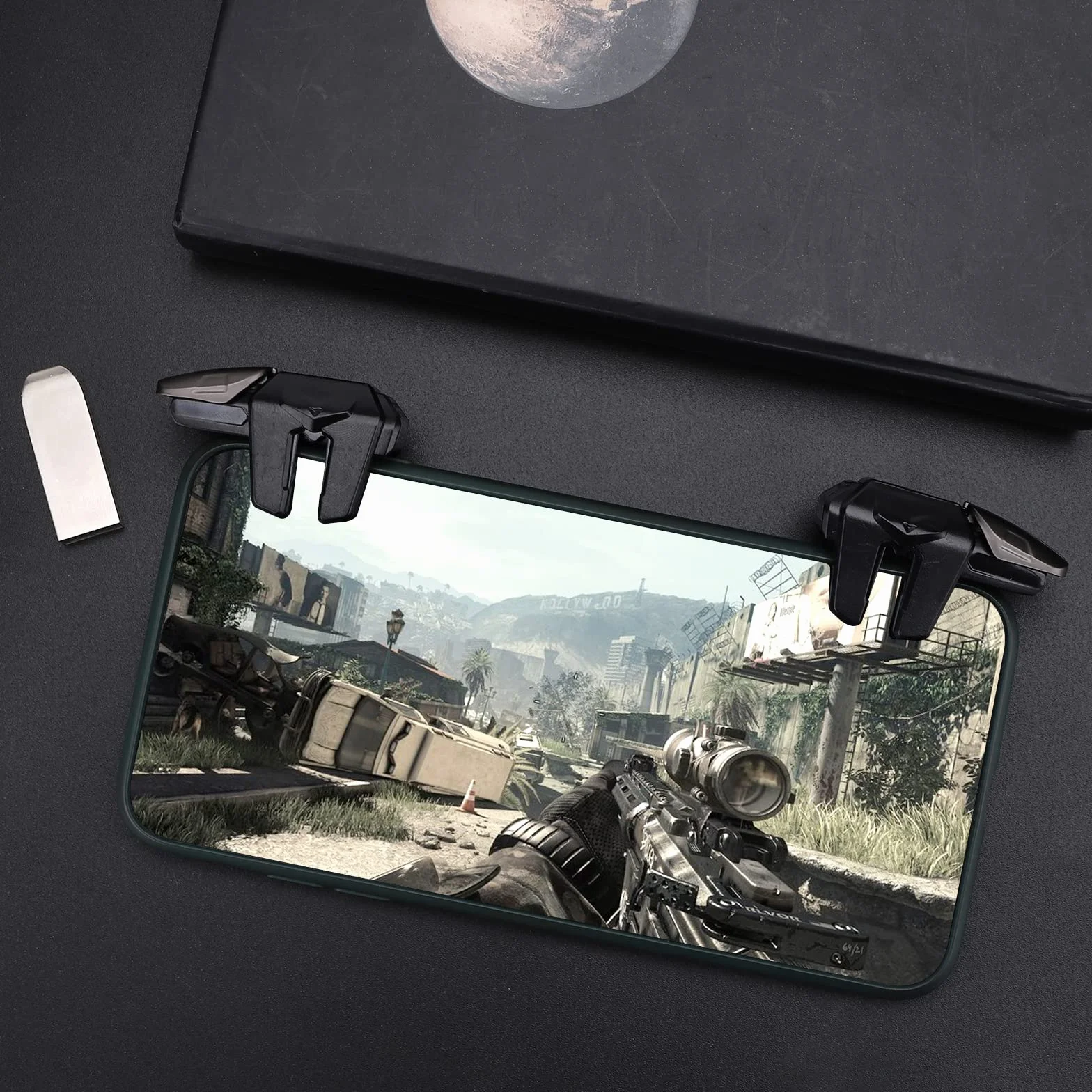 TSLBW Controller di Gioco Mobile Shooter Chiave del Metallo Gamepad Trigger Mobile Assistito Mobile Controller Gamepad Joystick ​di Gioco per iOS, Android (4 Tasti)